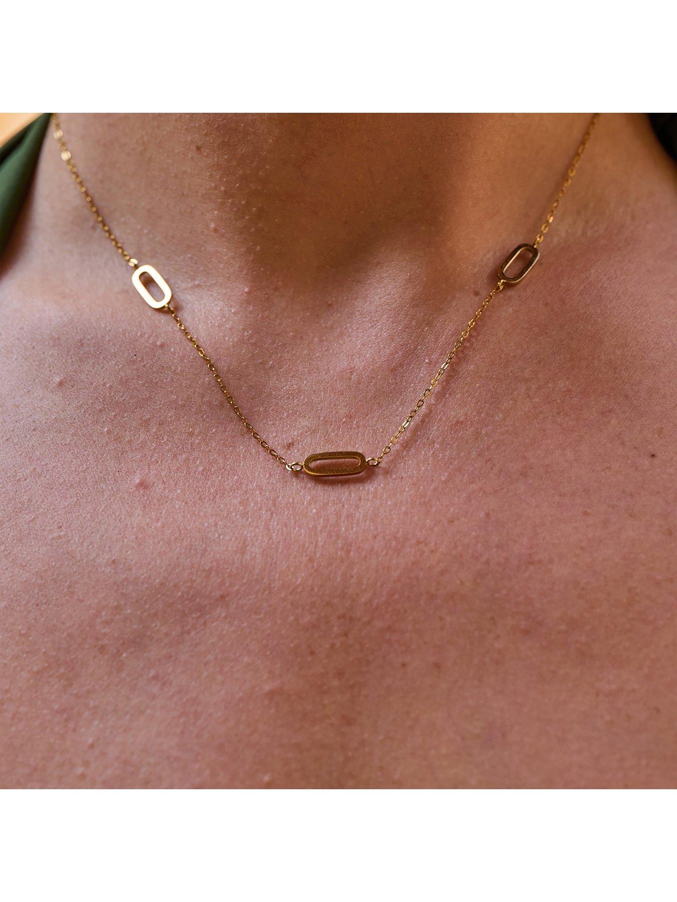 Image 2 of 3 of Ava & Sky Womens Intermittent Paperclip Link Delicate Chain Necklace - Gold