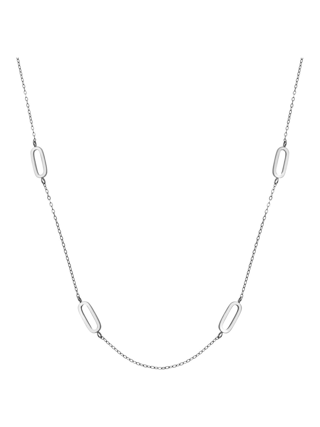 Image 1 of 3 of Ava & Sky Womens Intermittent Paperclip Intermittent Link Chain Waterproof Necklace - Silver