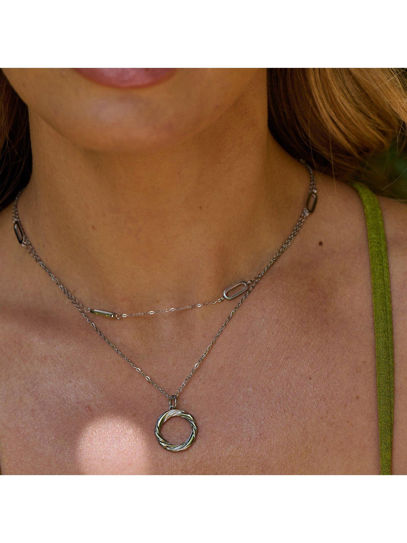 Image 3 of 3 of Ava & Sky Womens Intermittent Paperclip Intermittent Link Chain Waterproof Necklace - Silver