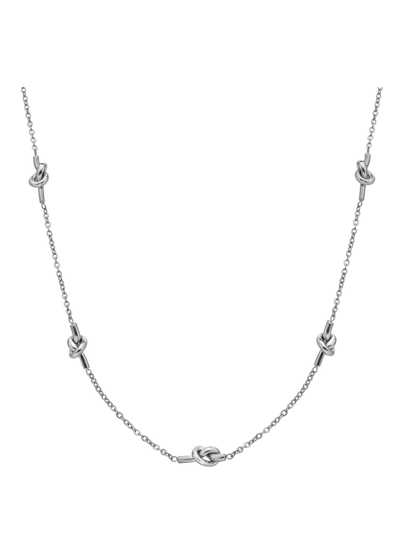 Image 1 of 3 of Ava & Sky Womens Knot Detail Fine Chain Necklace - Silver