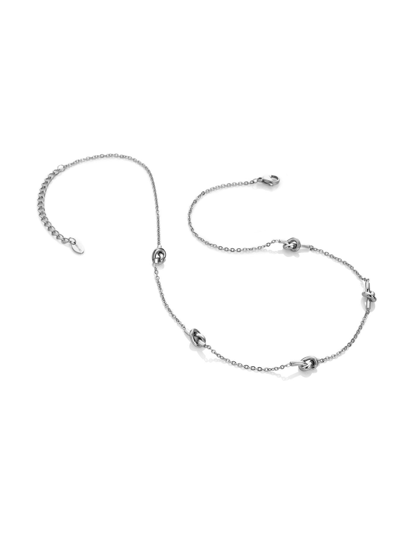 Image 2 of 3 of Ava & Sky Womens Knot Detail Fine Chain Necklace - Silver