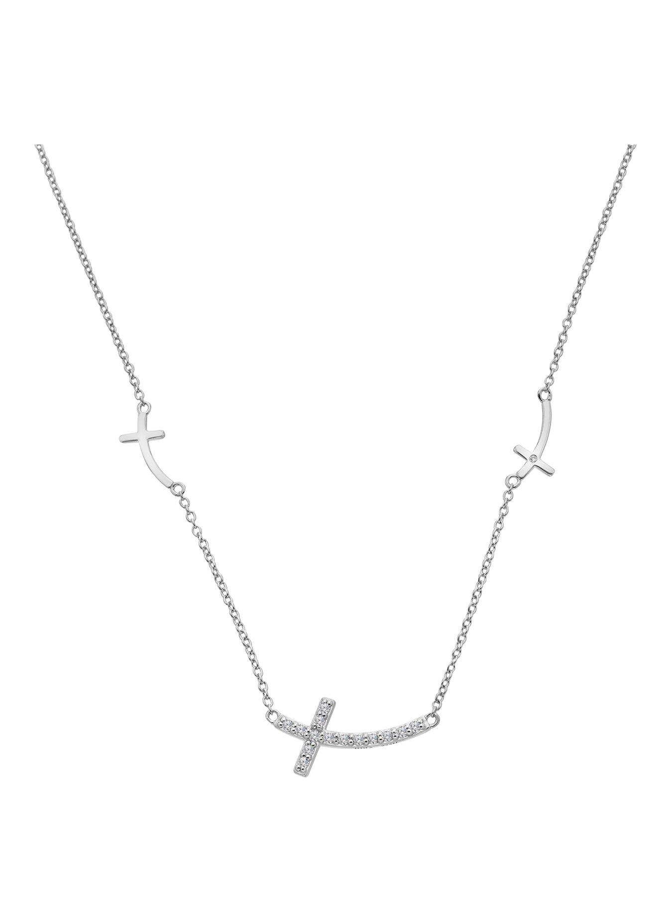 Image 1 of 4 of Hot Diamonds Curved Cross Necklace