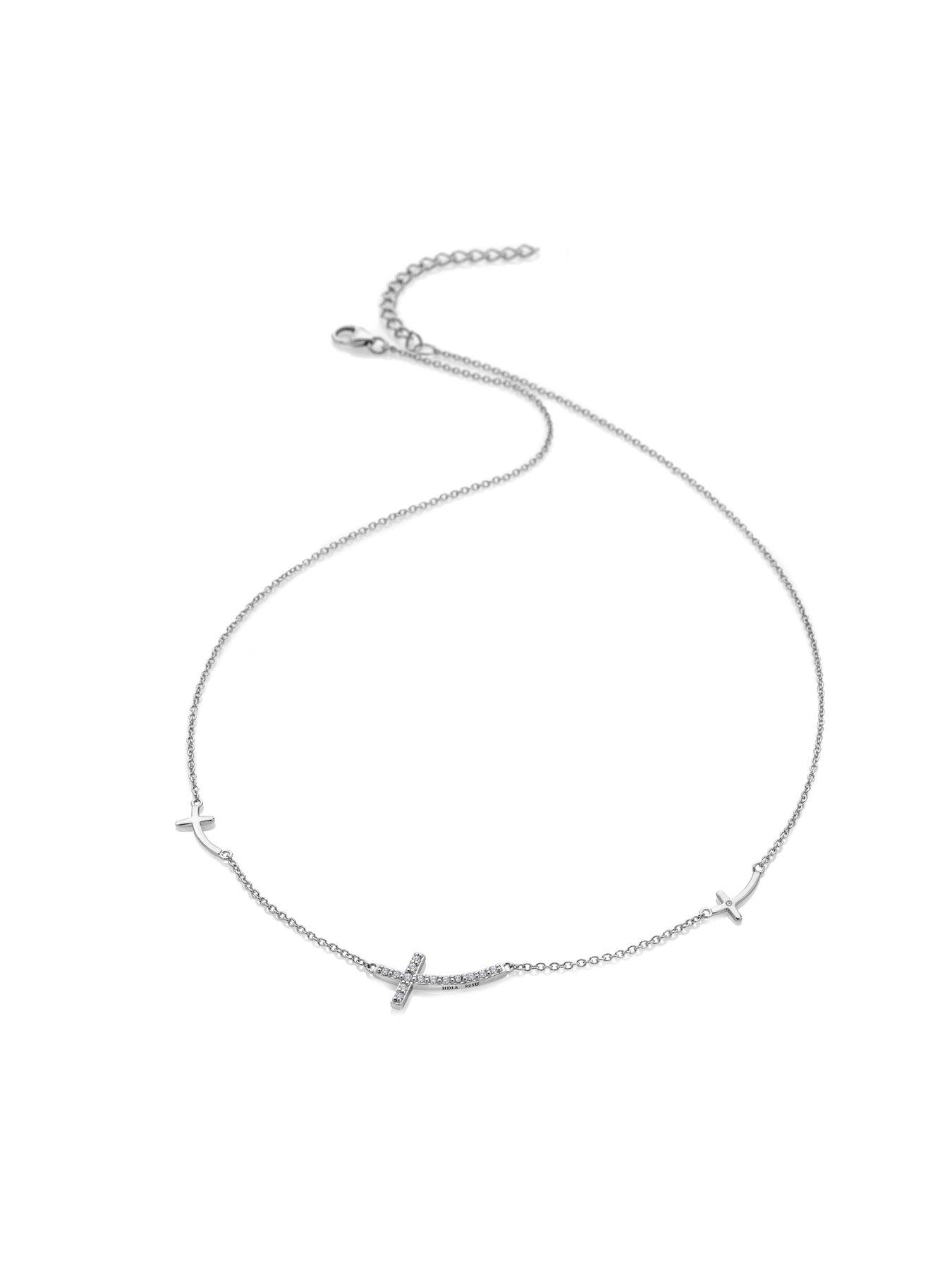 Image 4 of 4 of Hot Diamonds Curved Cross Necklace