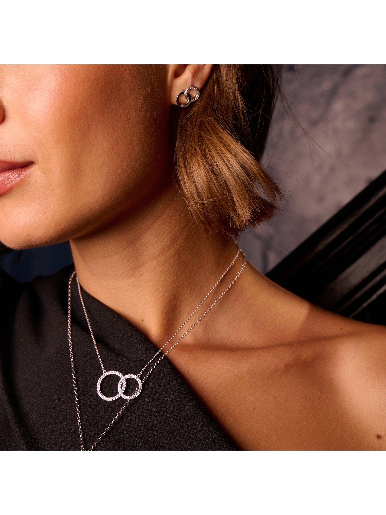 Image 3 of 3 of Hot Diamonds Interlocking White Topaz Necklace