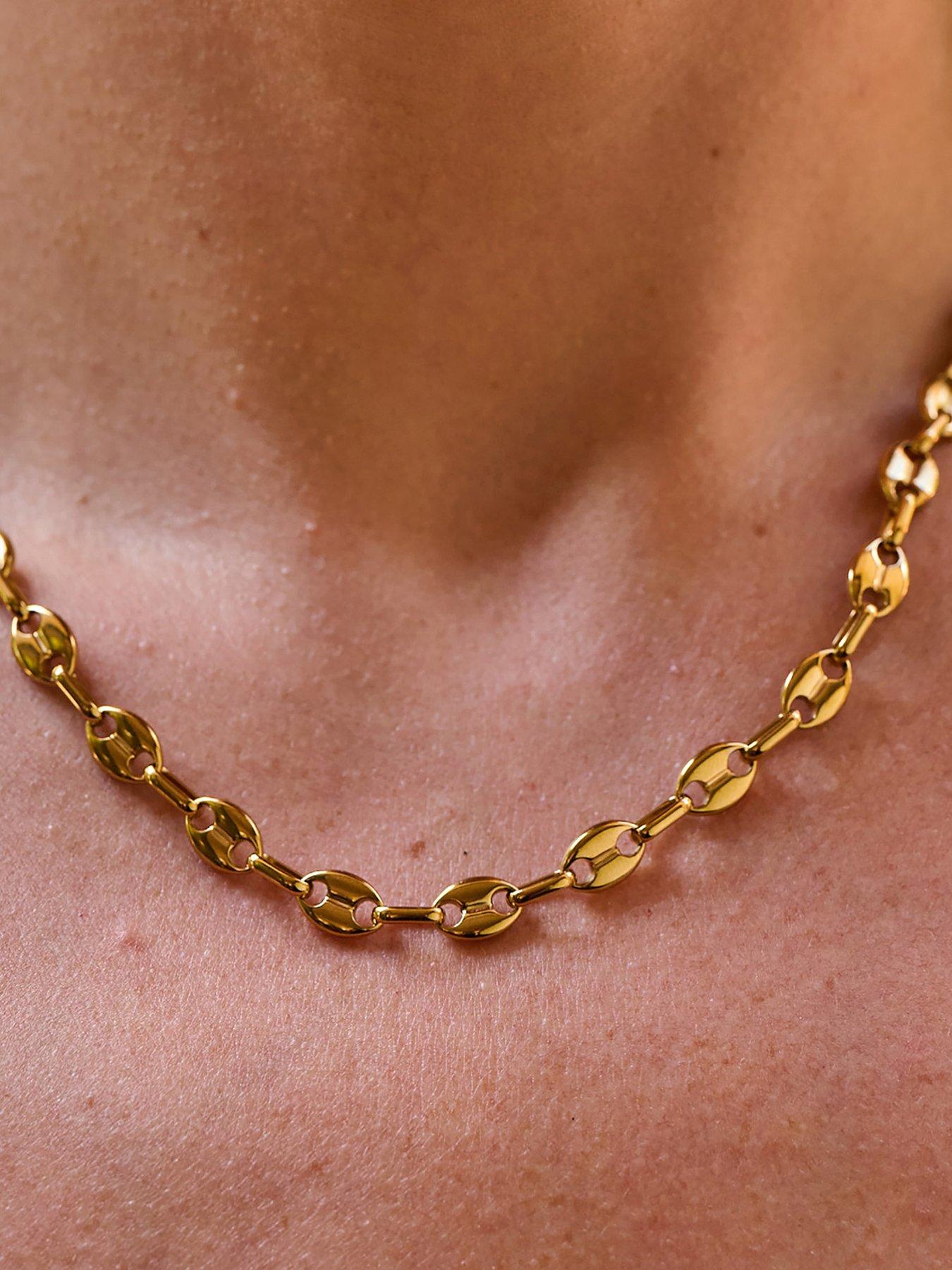 Image 3 of 3 of Ava & Sky Womens Coffee Bean Adjustable Lobster Clasp Chain Necklace - Gold