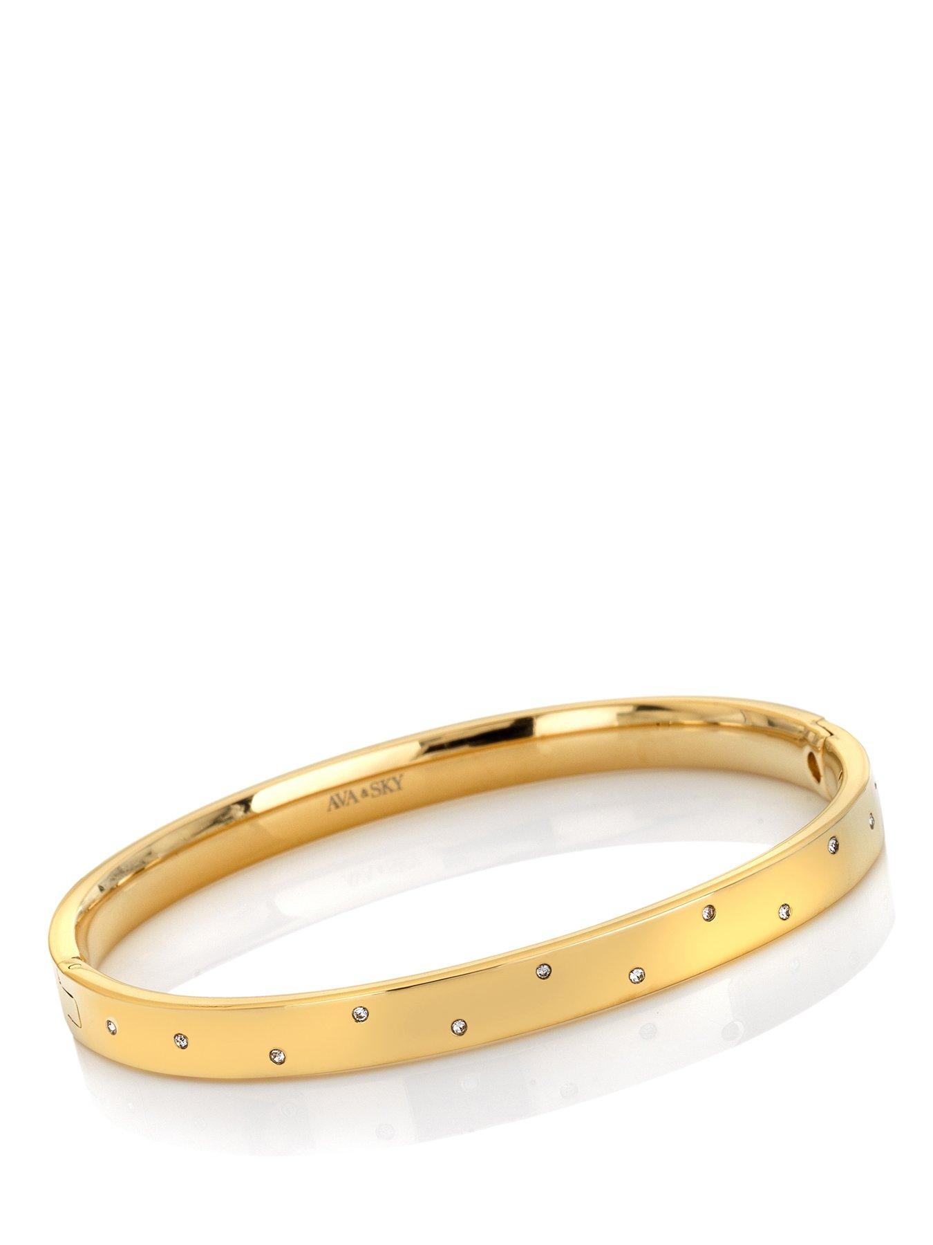 Image 1 of 3 of Ava & Sky Ava &amp; Sky Womens Scattered Stone Set Hinged Bangle - Gold