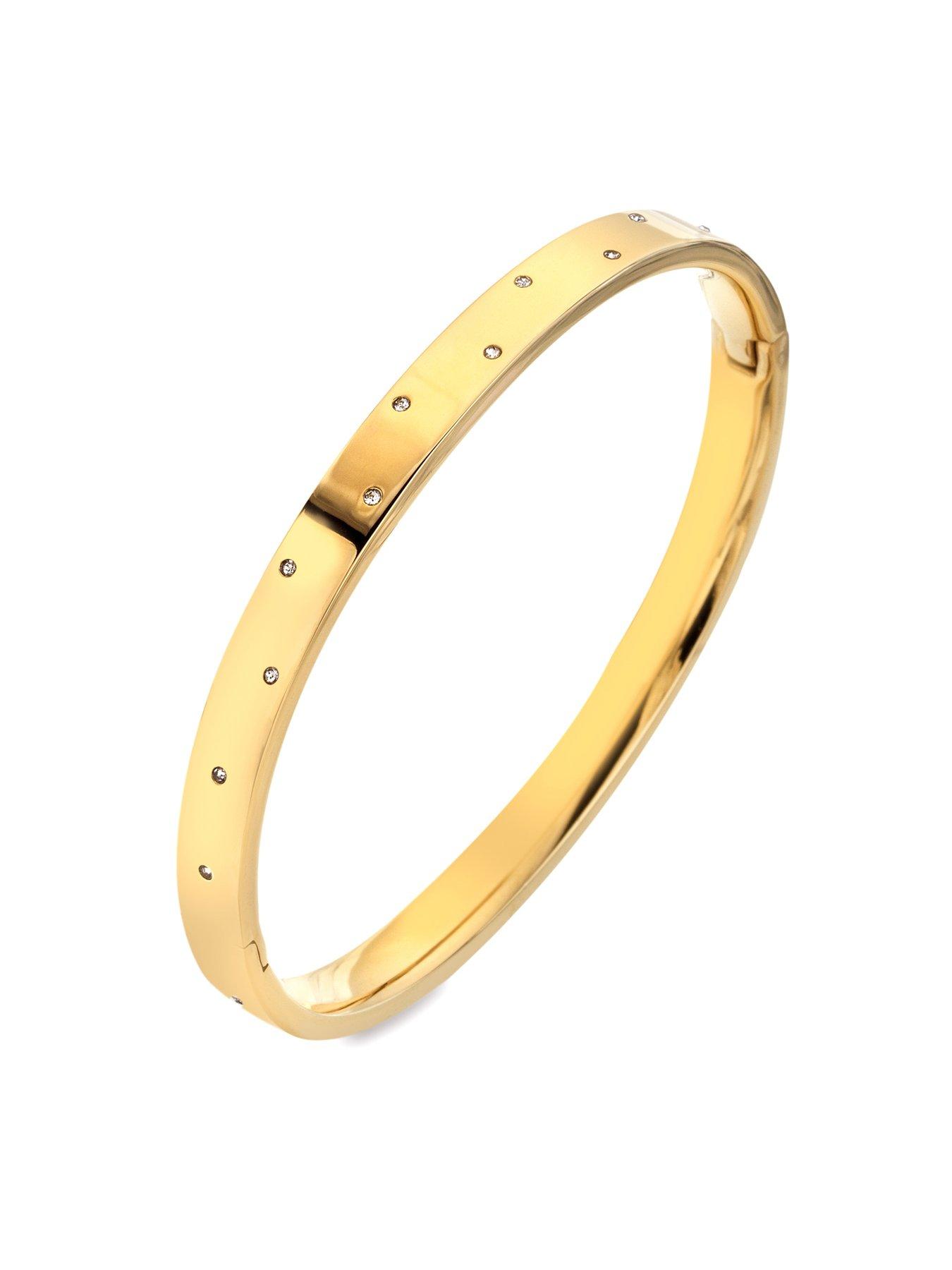 Image 2 of 3 of Ava & Sky Ava &amp; Sky Womens Scattered Stone Set Hinged Bangle - Gold
