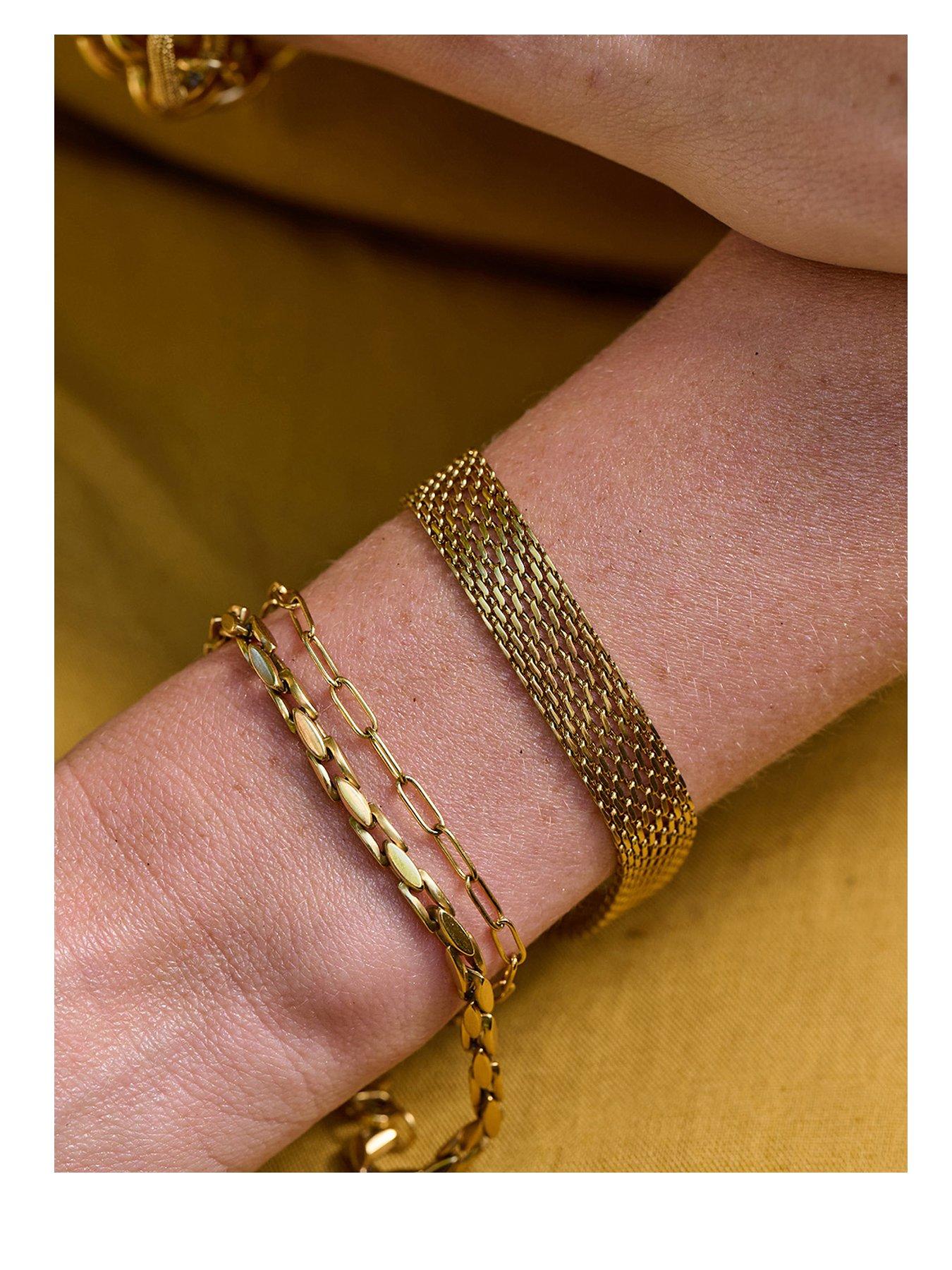 Image 1 of 3 of Ava & Sky Womens Mesh Wide Chain Waterproof Bracelet - Gold