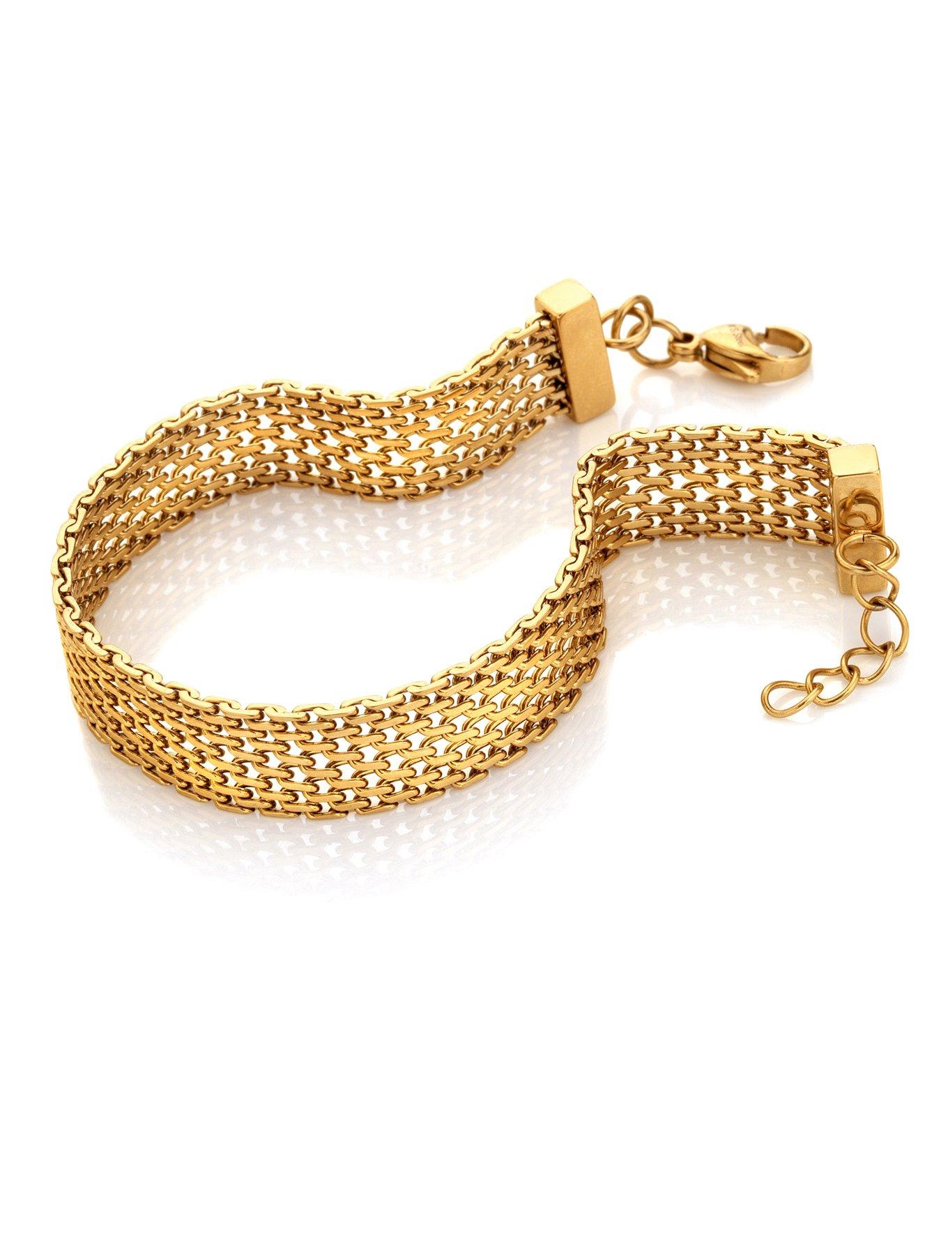 Image 2 of 3 of Ava & Sky Womens Mesh Wide Chain Waterproof Bracelet - Gold