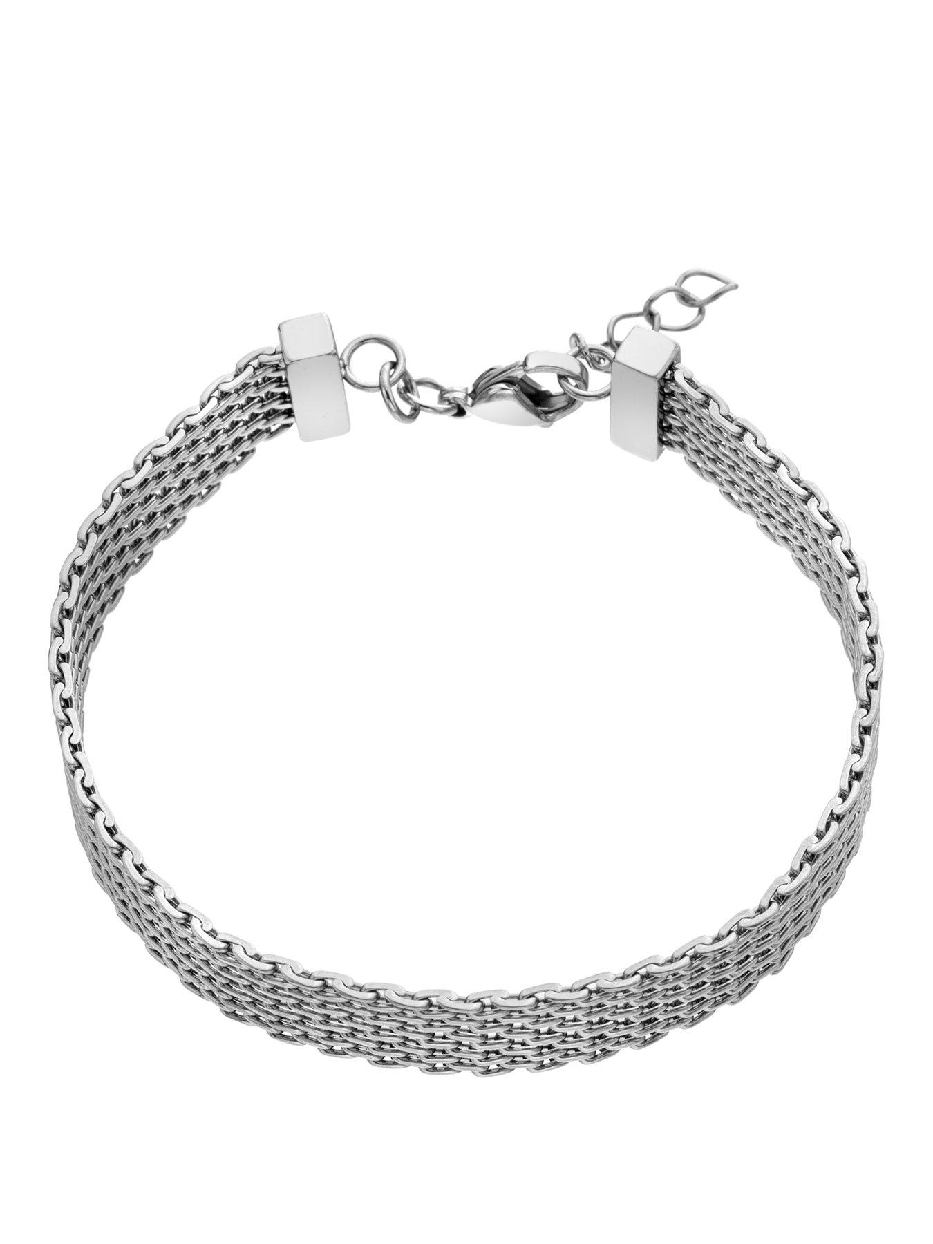 Image 1 of 3 of Ava & Sky Womens Multi-Row Mesh Extender Chain Bracelet - Silver