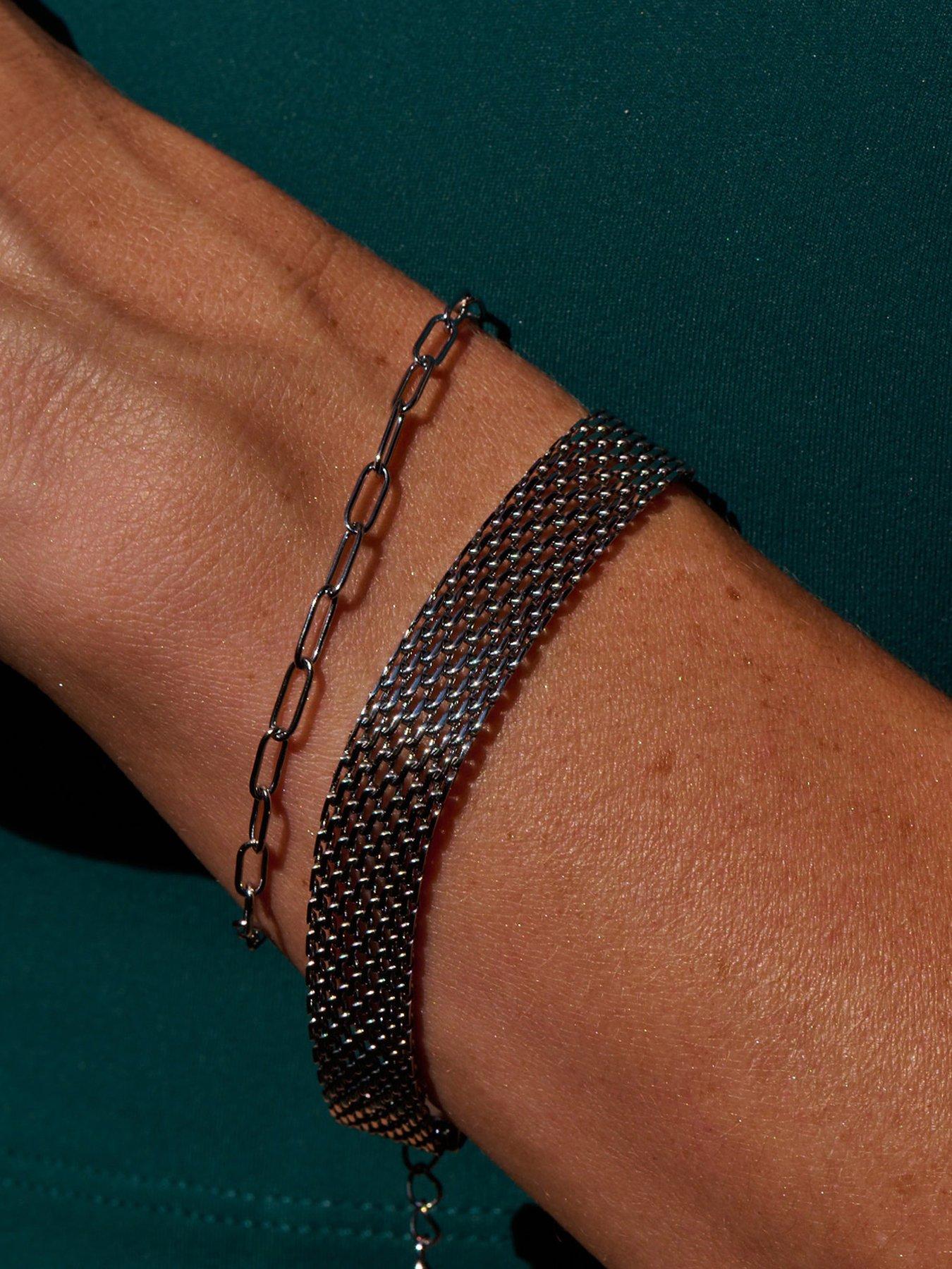 Image 3 of 3 of Ava & Sky Womens Multi-Row Mesh Extender Chain Bracelet - Silver