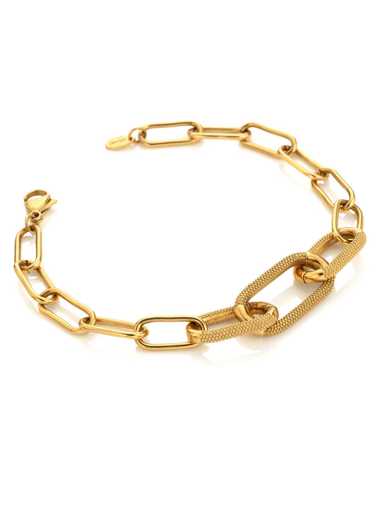 Image 2 of 3 of Ava & Sky Womens Carabiner Link Textured Chunky Bracelet - Gold