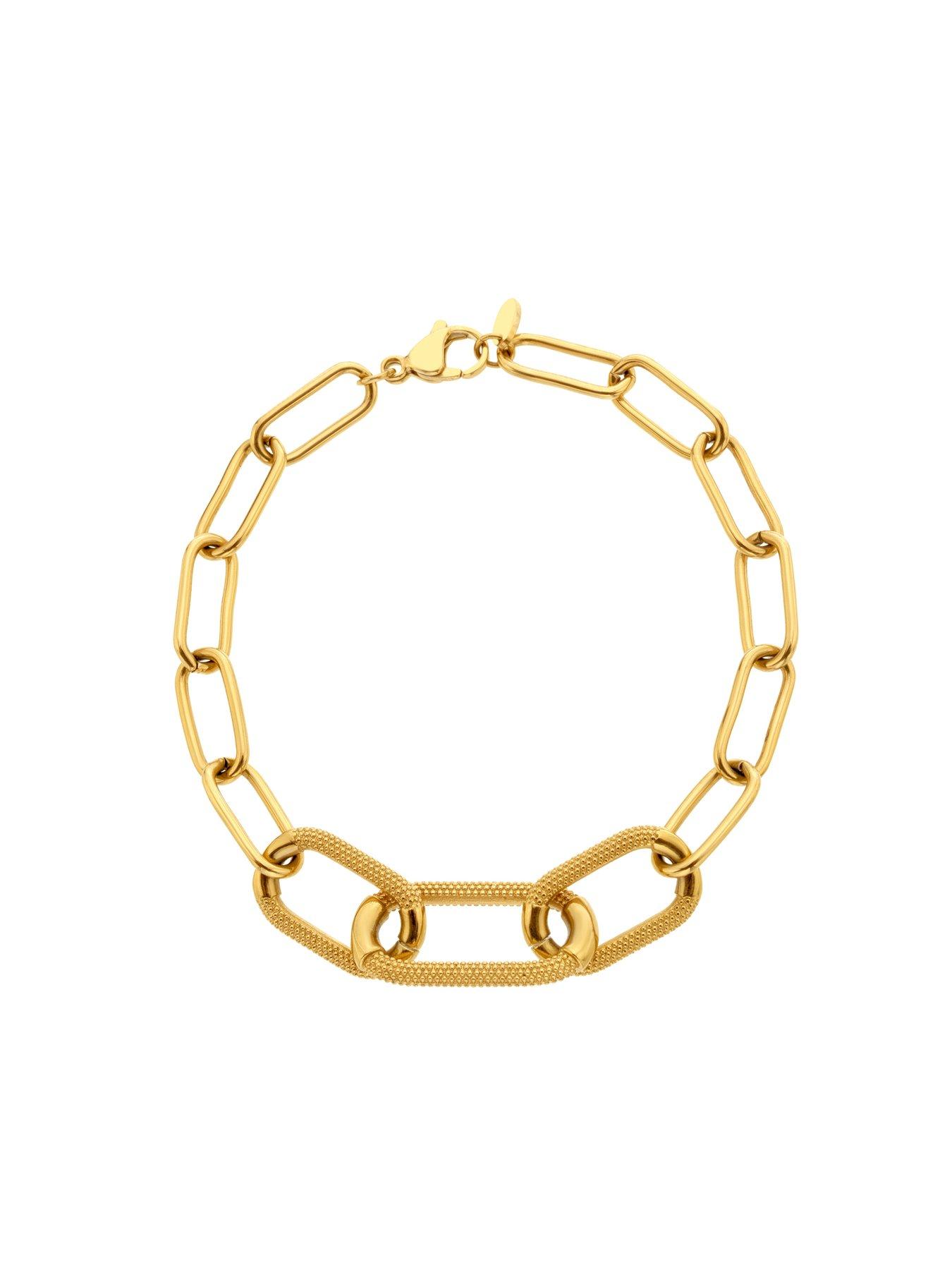 Image 3 of 3 of Ava & Sky Womens Carabiner Link Textured Chunky Bracelet - Gold