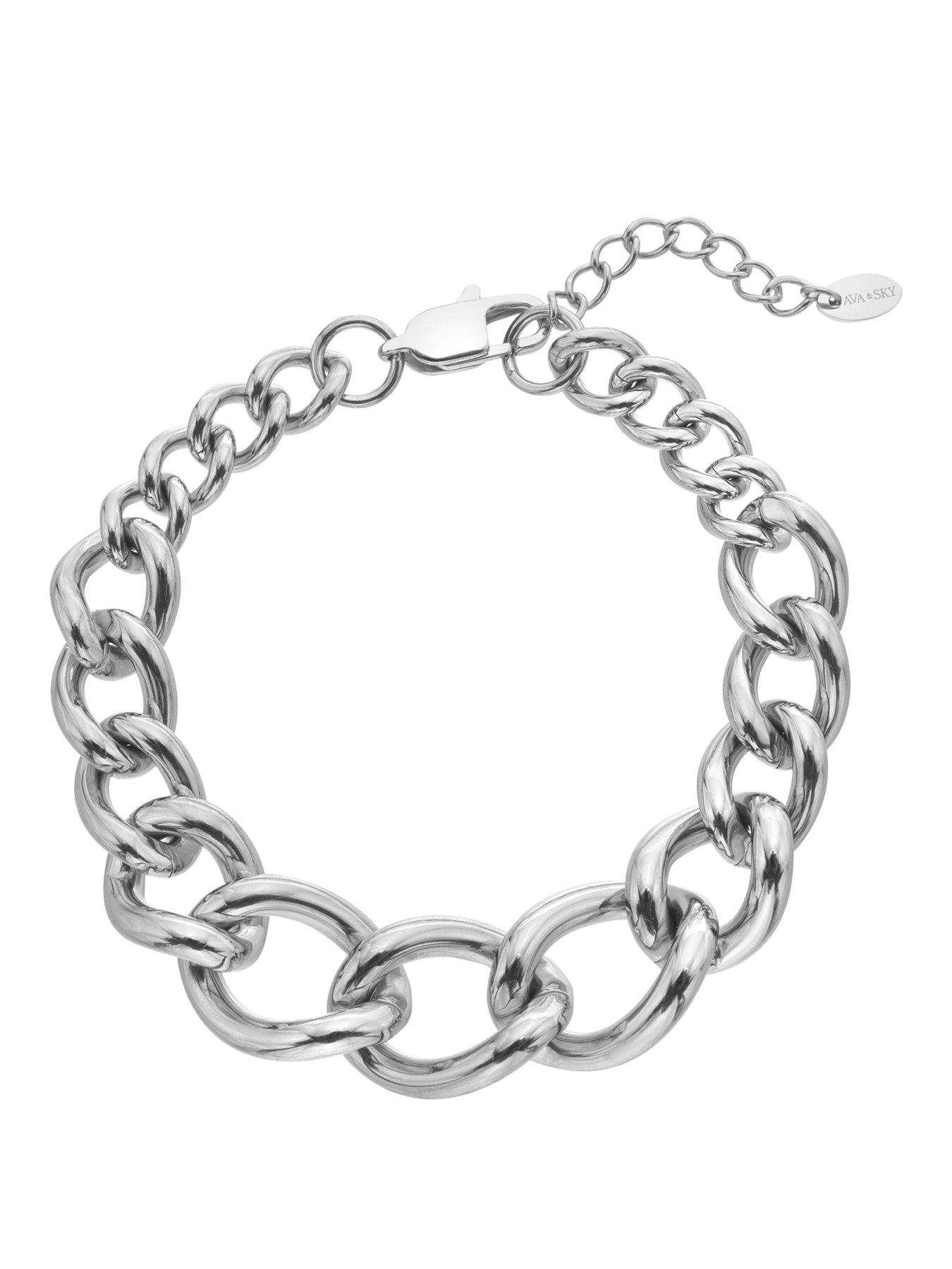 Image 1 of 3 of Ava & Sky Womens Graduated Chunky Link Chain Bracelet - Silver