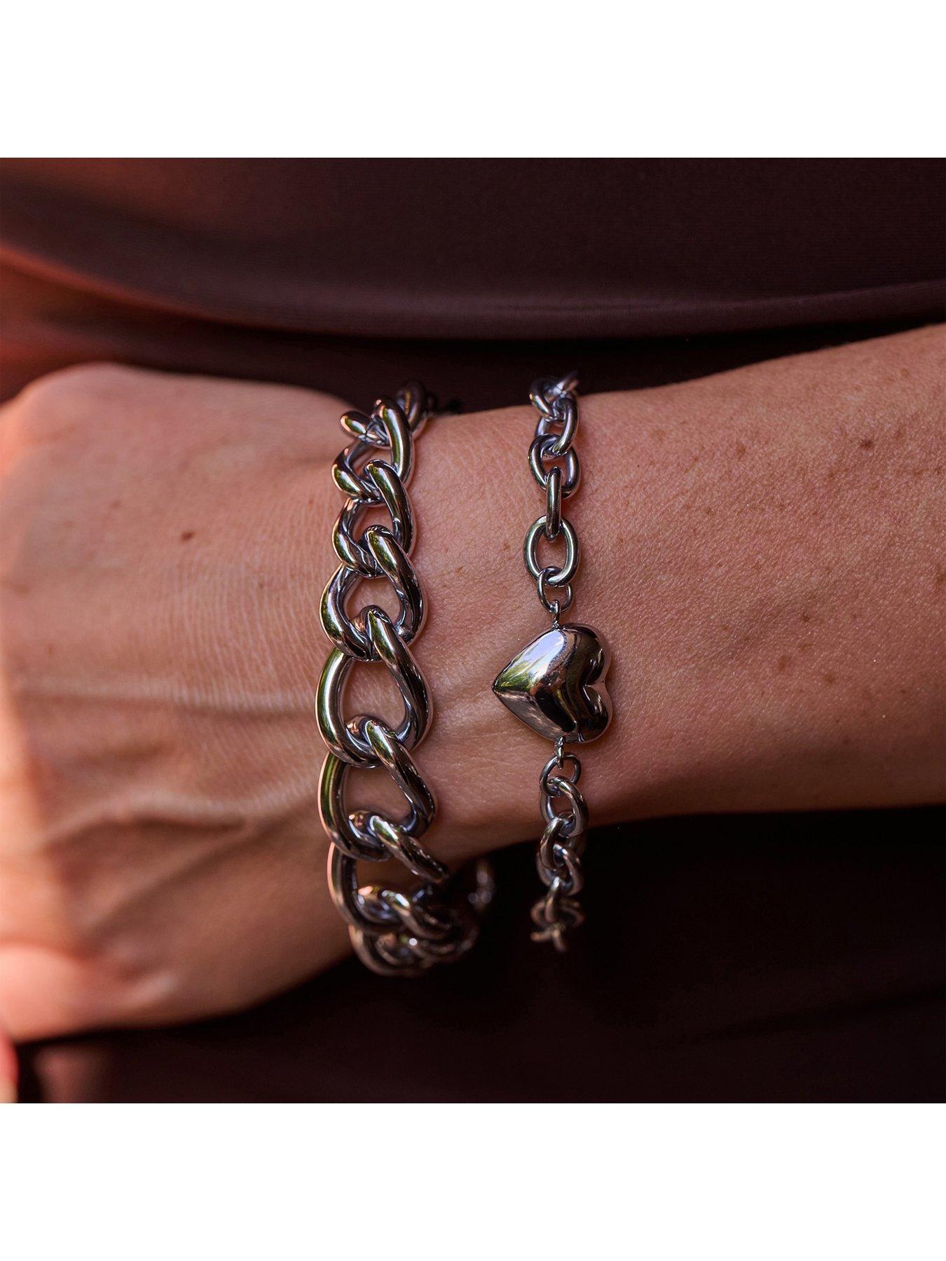 Image 3 of 3 of Ava & Sky Womens Graduated Chunky Link Chain Bracelet - Silver