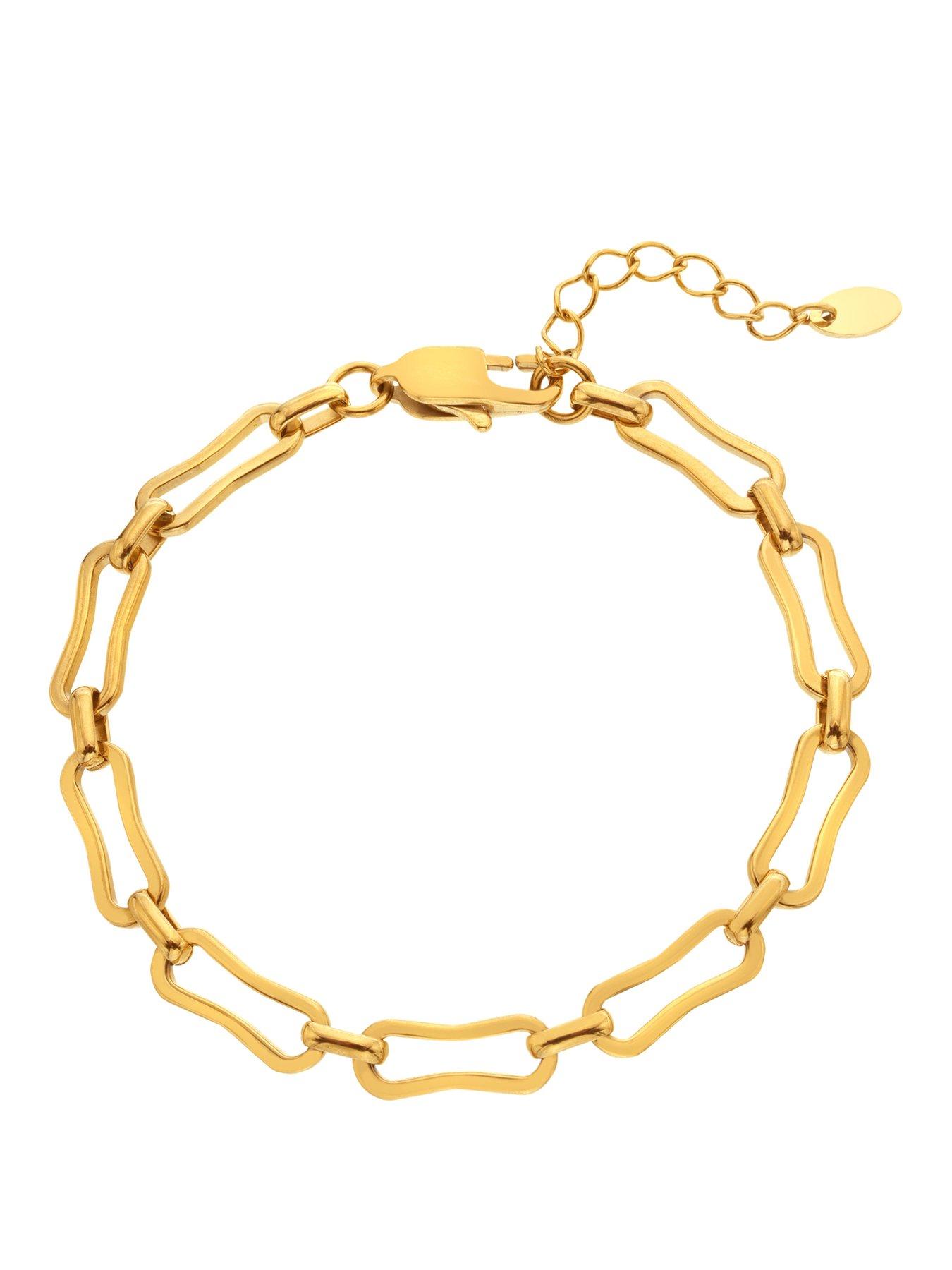Image 1 of 3 of Ava & Sky Womens Paperclip Polished Gold-Tone Extender Bracelet - Gold