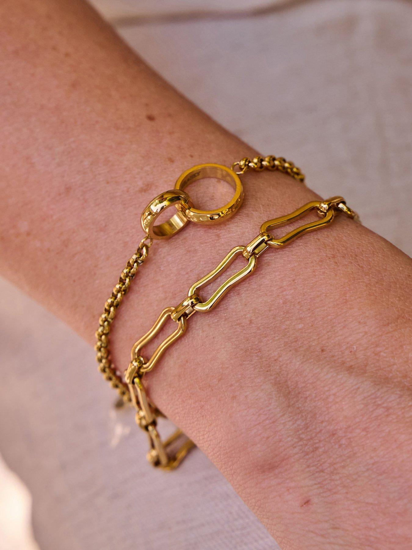 Image 3 of 3 of Ava & Sky Womens Paperclip Polished Gold-Tone Extender Bracelet - Gold