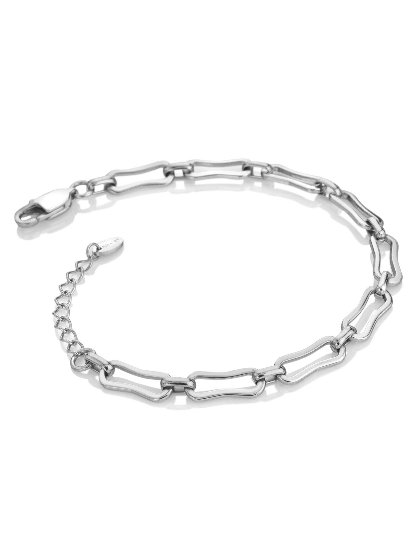 Image 2 of 3 of Ava & Sky Womens Paperclip Chunky Link Extender Bracelet - Silver