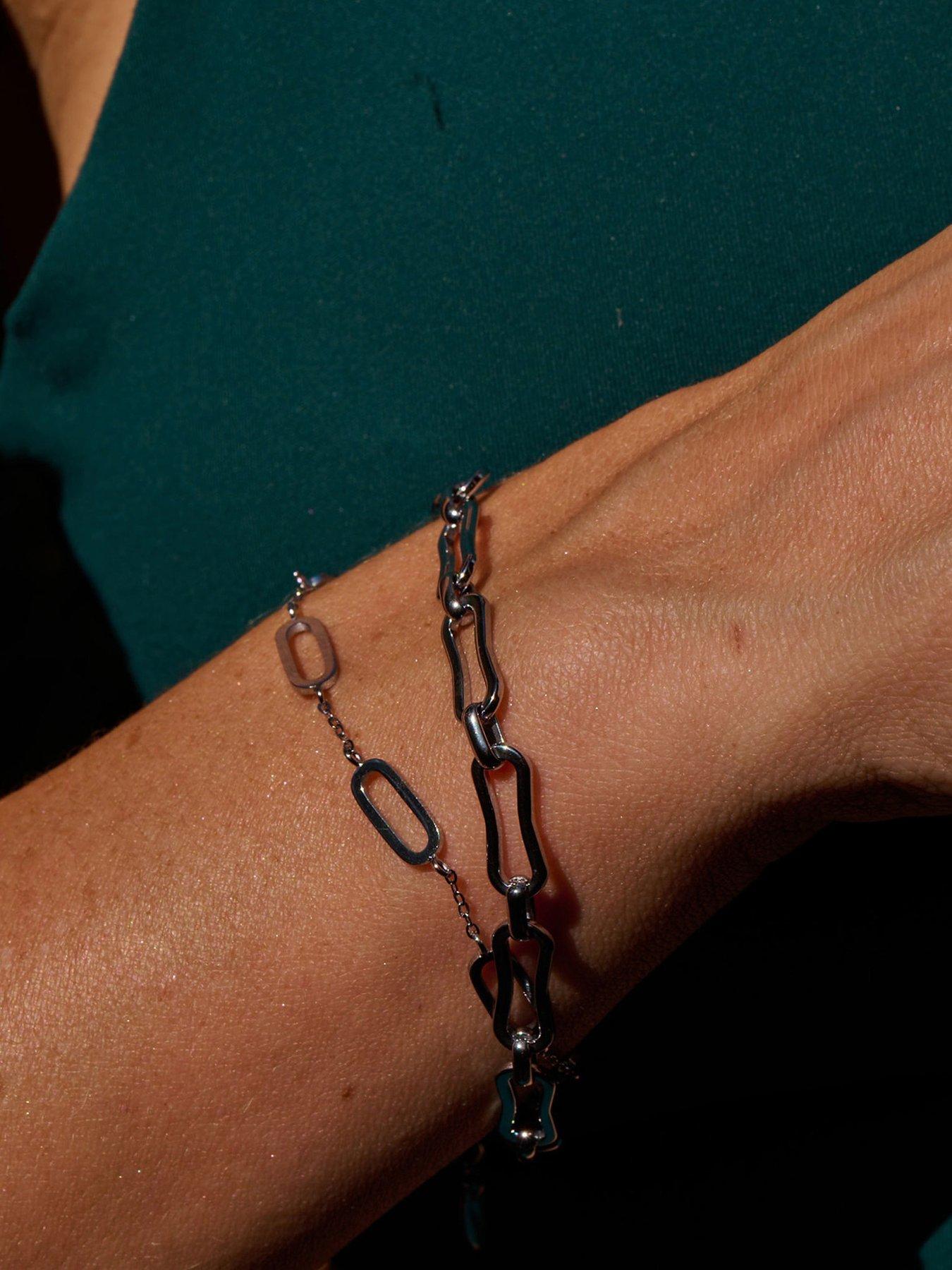 Image 3 of 3 of Ava & Sky Womens Paperclip Chunky Link Extender Bracelet - Silver