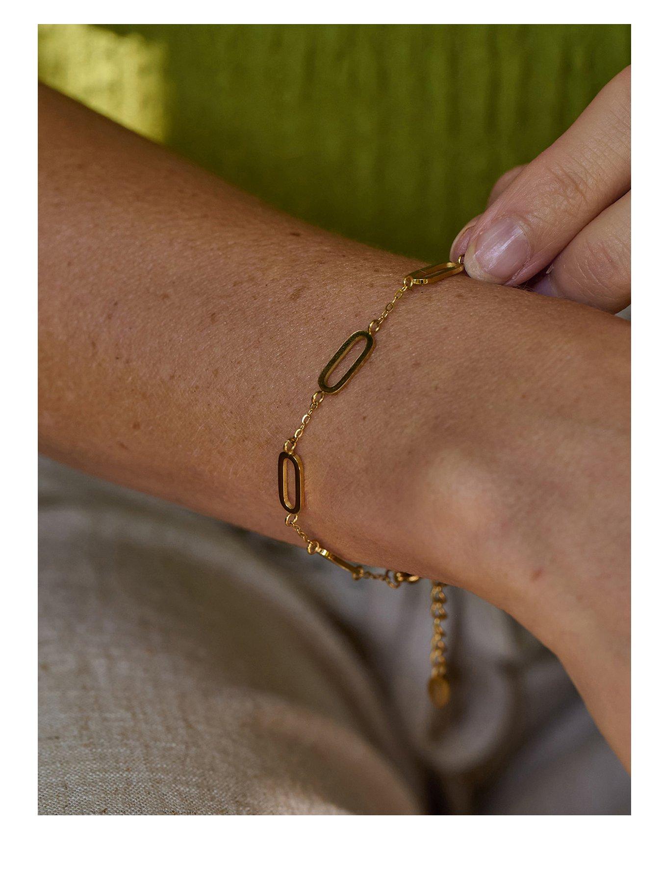 Image 1 of 3 of Ava & Sky Womens Intermittent Paperclip Adjustable Bracelet - Gold