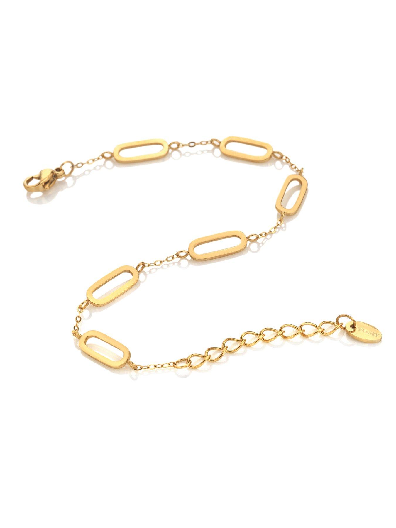 Image 2 of 3 of Ava & Sky Womens Intermittent Paperclip Adjustable Bracelet - Gold
