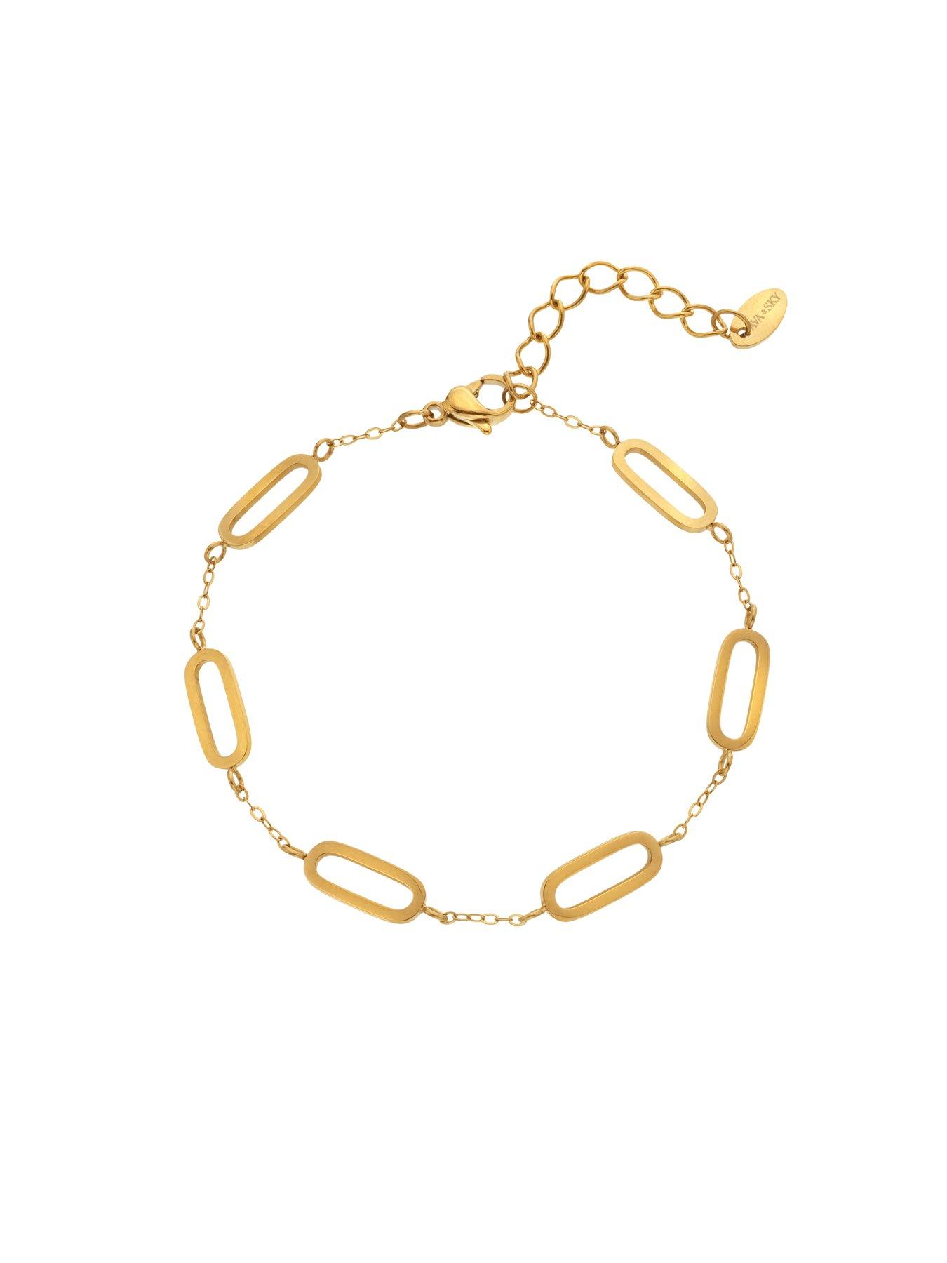 Image 3 of 3 of Ava & Sky Womens Intermittent Paperclip Adjustable Bracelet - Gold