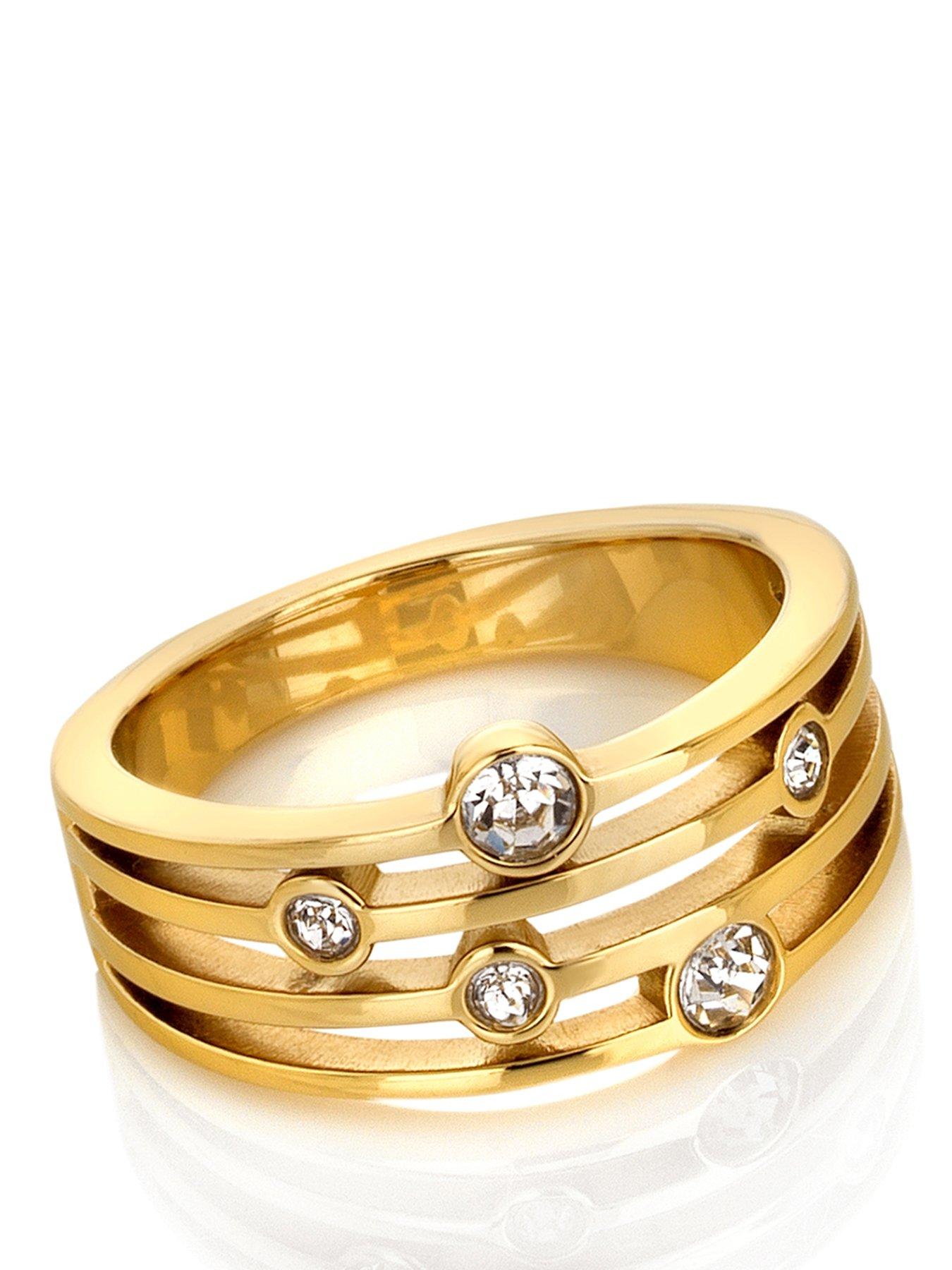 Image 1 of 3 of Ava & Sky Womens Tender Stacked Band Sparkly Statement Ring - Gold