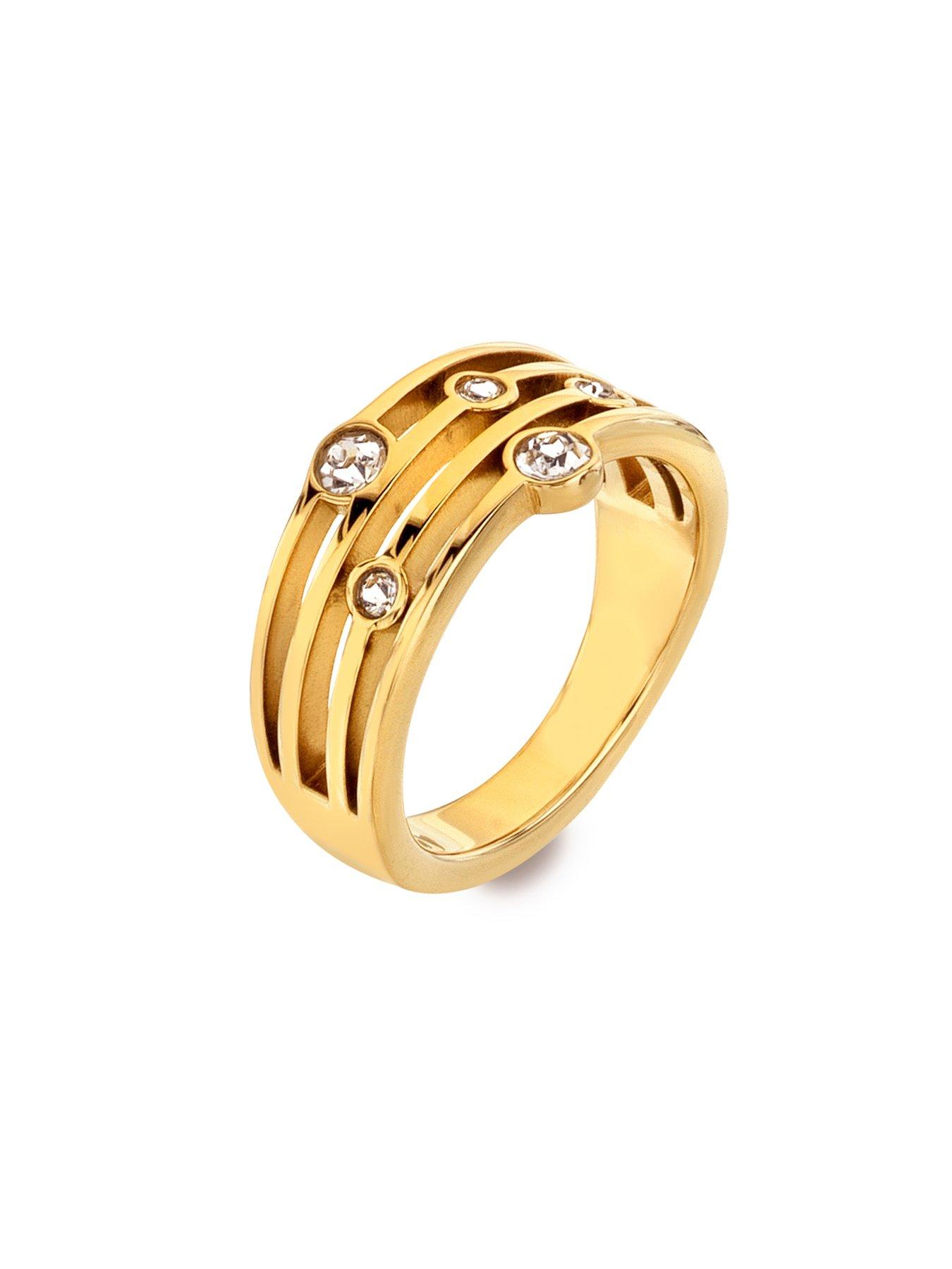 Image 2 of 3 of Ava & Sky Womens Tender Stacked Band Sparkly Statement Ring - Gold