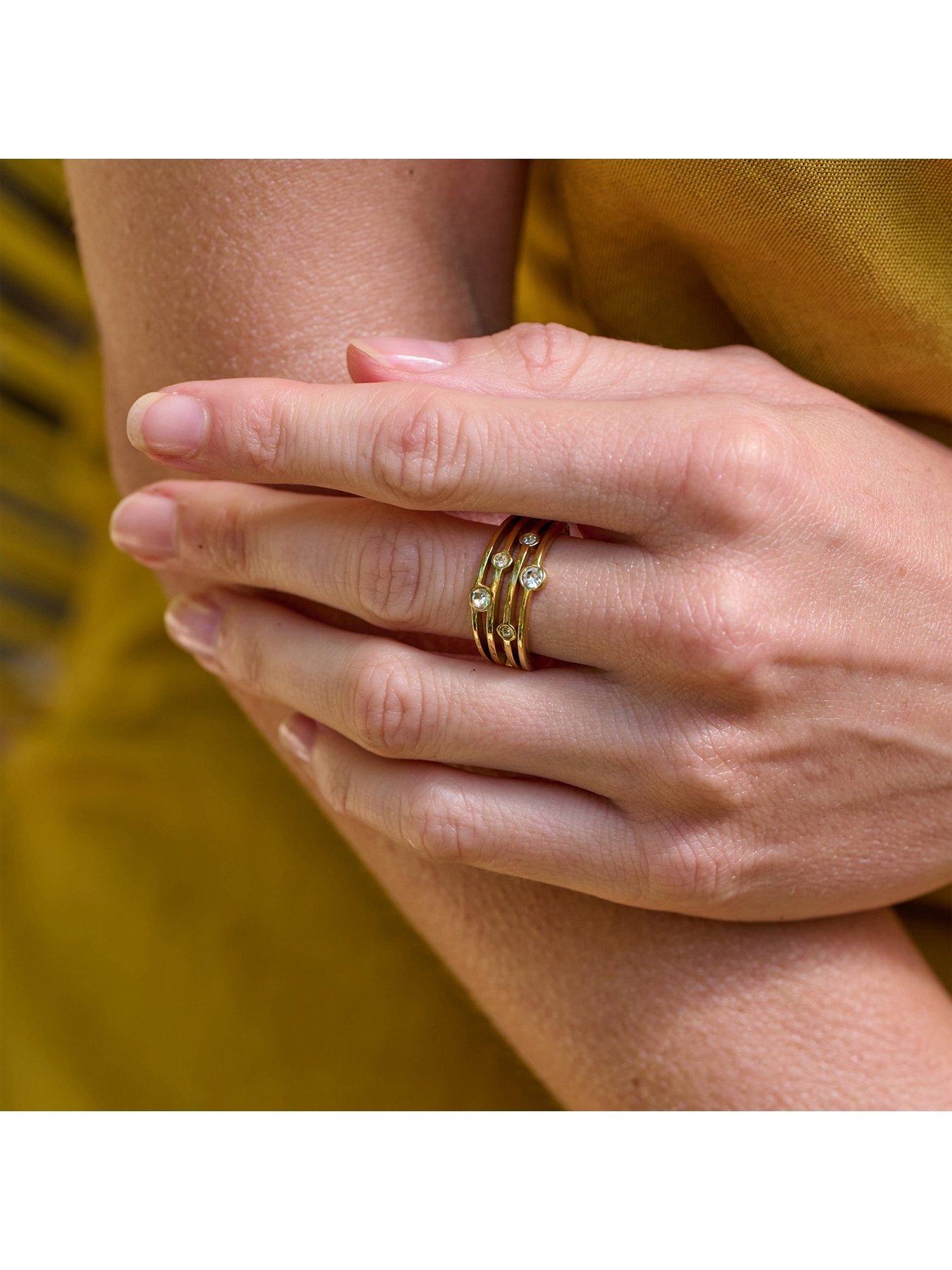 Image 3 of 3 of Ava & Sky Womens Tender Stacked Band Sparkly Statement Ring - Gold