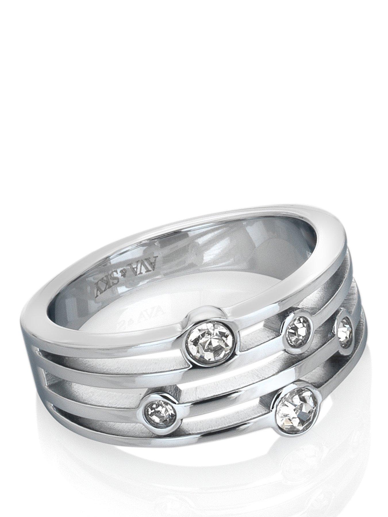 Image 1 of 3 of Ava & Sky Womens Tender Crystal Detail Multi Band Ring - Silver