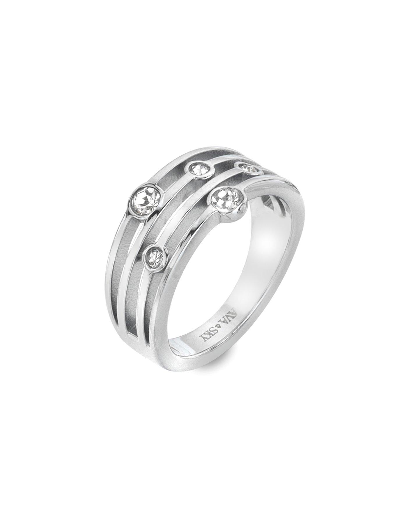 Image 2 of 3 of Ava & Sky Womens Tender Crystal Detail Multi Band Ring - Silver