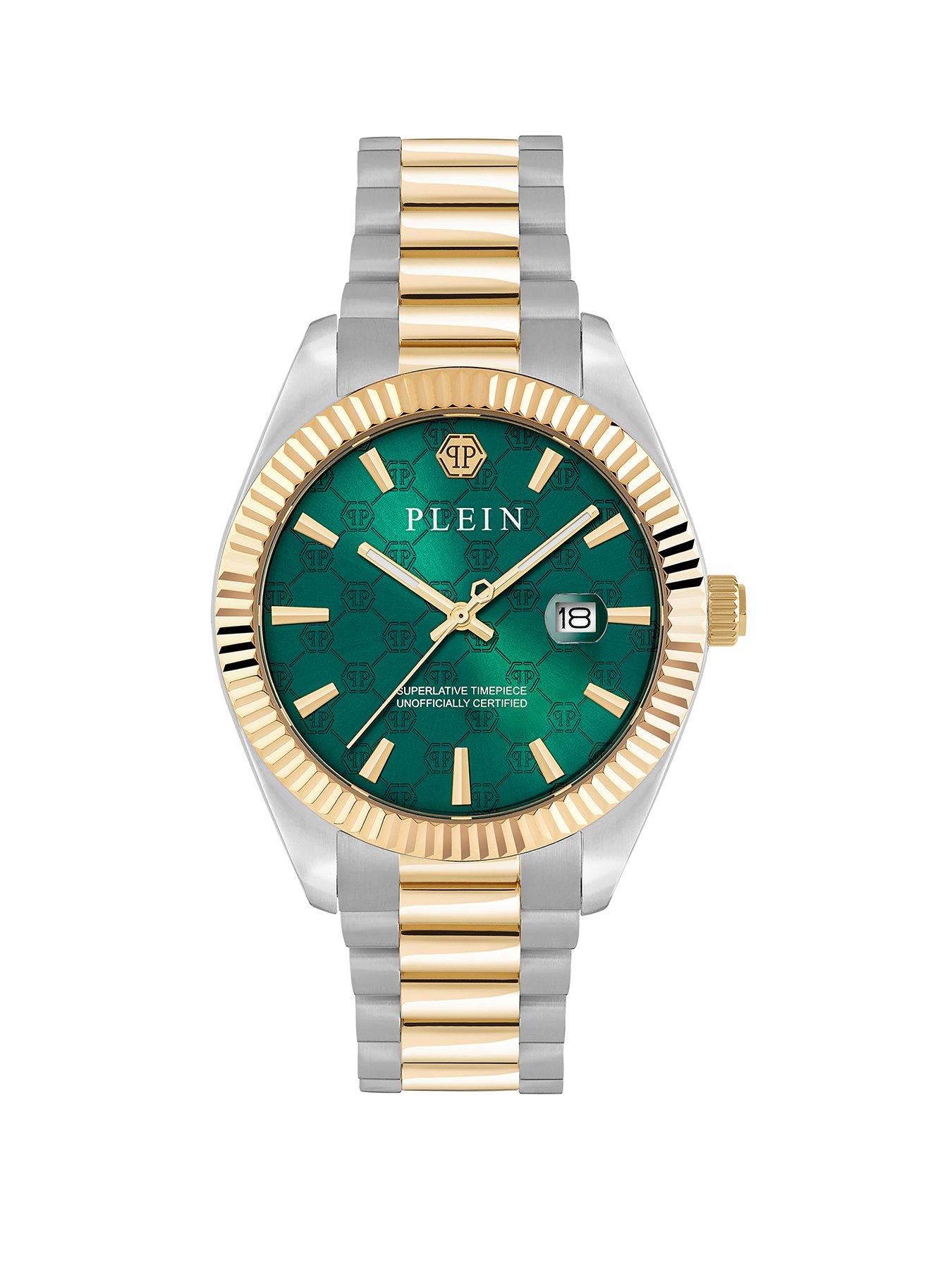 Image 1 of 4 of Philipp Plein Plein two tone Ladies watch and bracelet box set with green dial watch