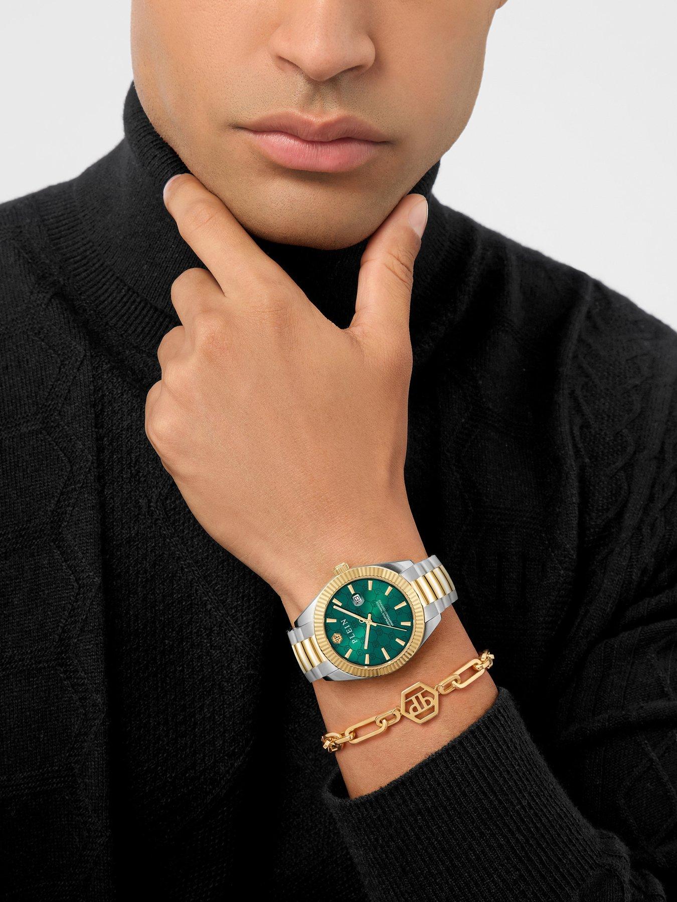 Image 2 of 4 of Philipp Plein Plein two tone Ladies watch and bracelet box set with green dial watch