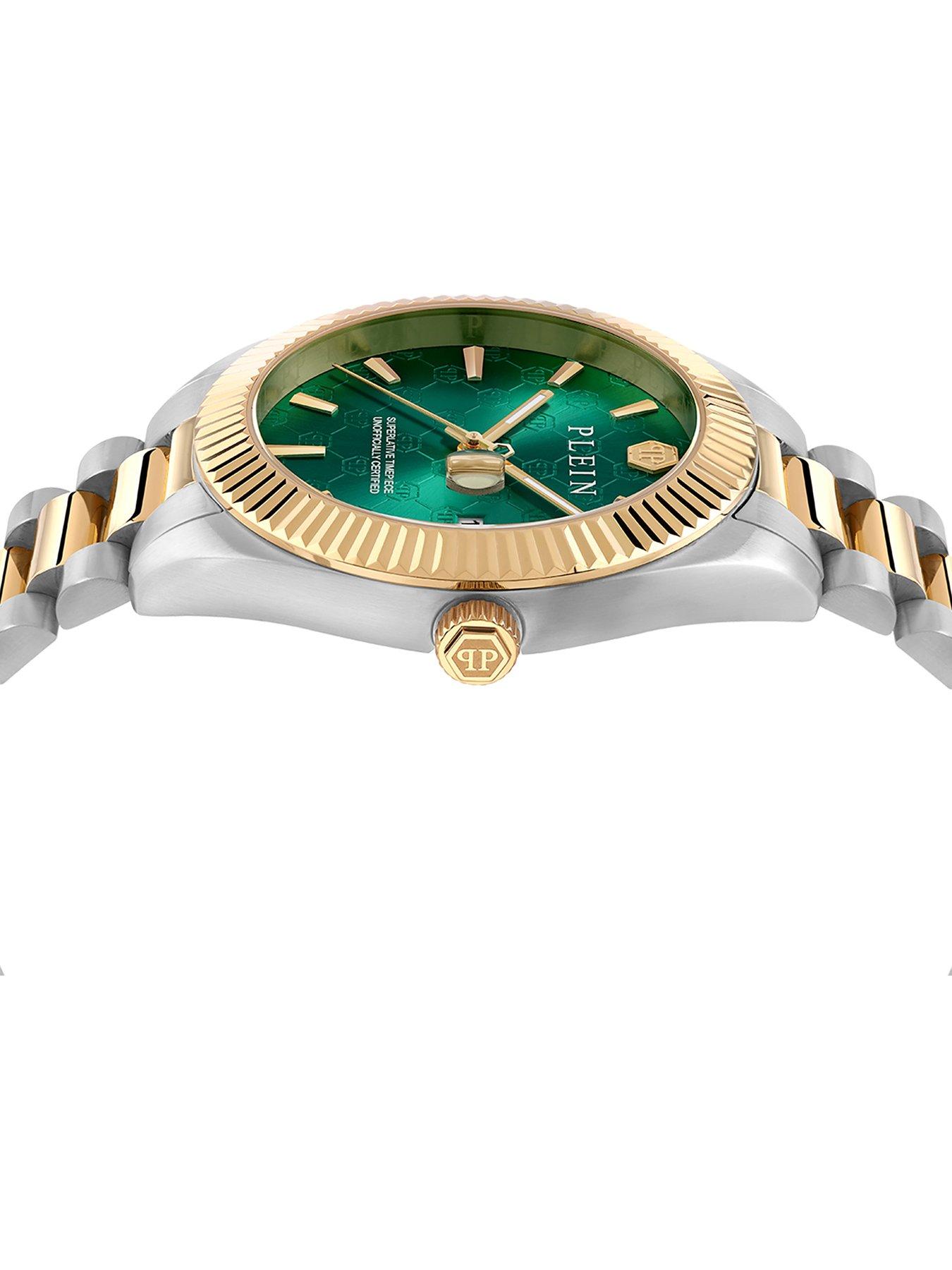 Image 4 of 4 of Philipp Plein Plein two tone Ladies watch and bracelet box set with green dial watch