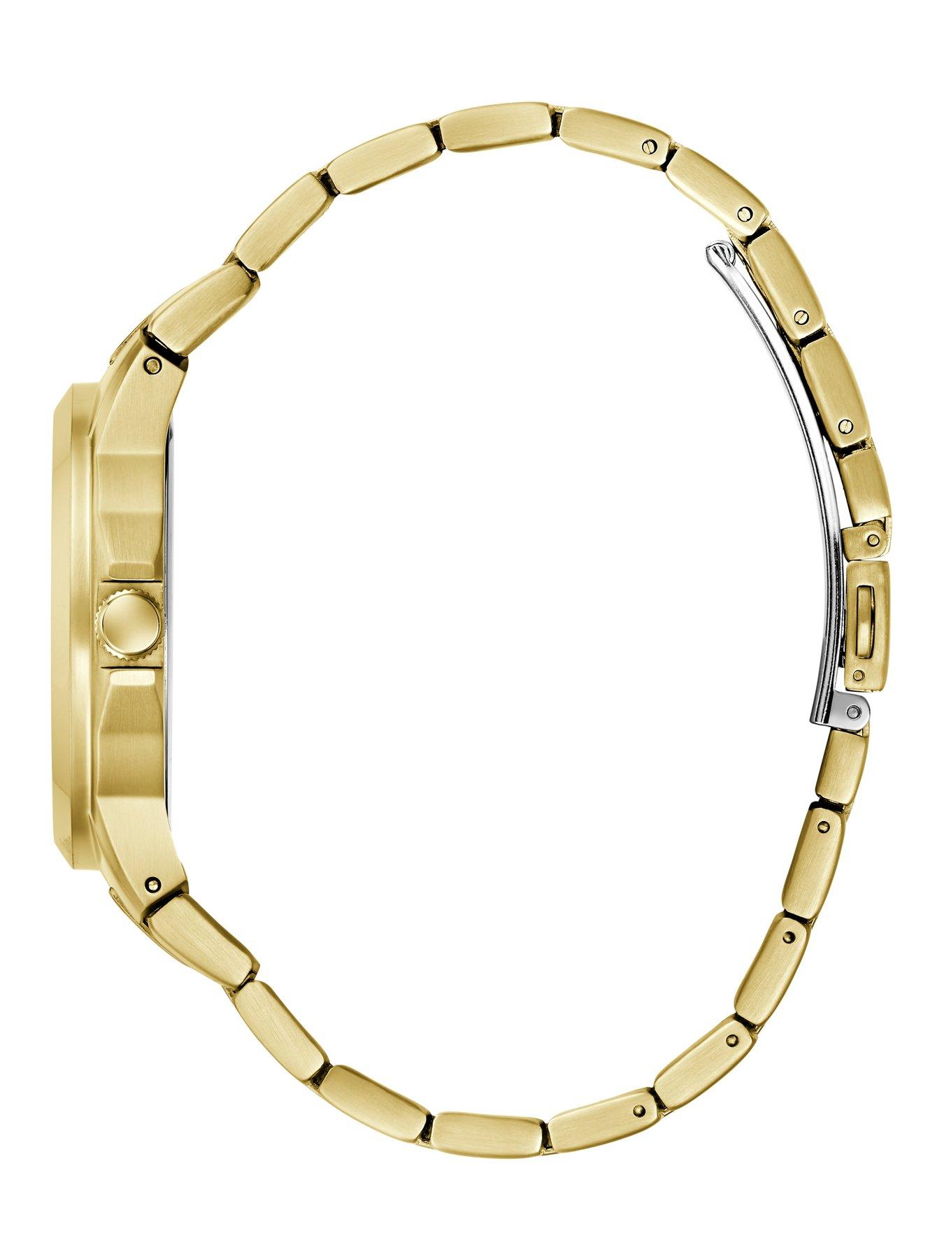 Image 3 of 6 of Guess GUESS Gents Gold tone stone set watch with black dial and gold tone bracelet