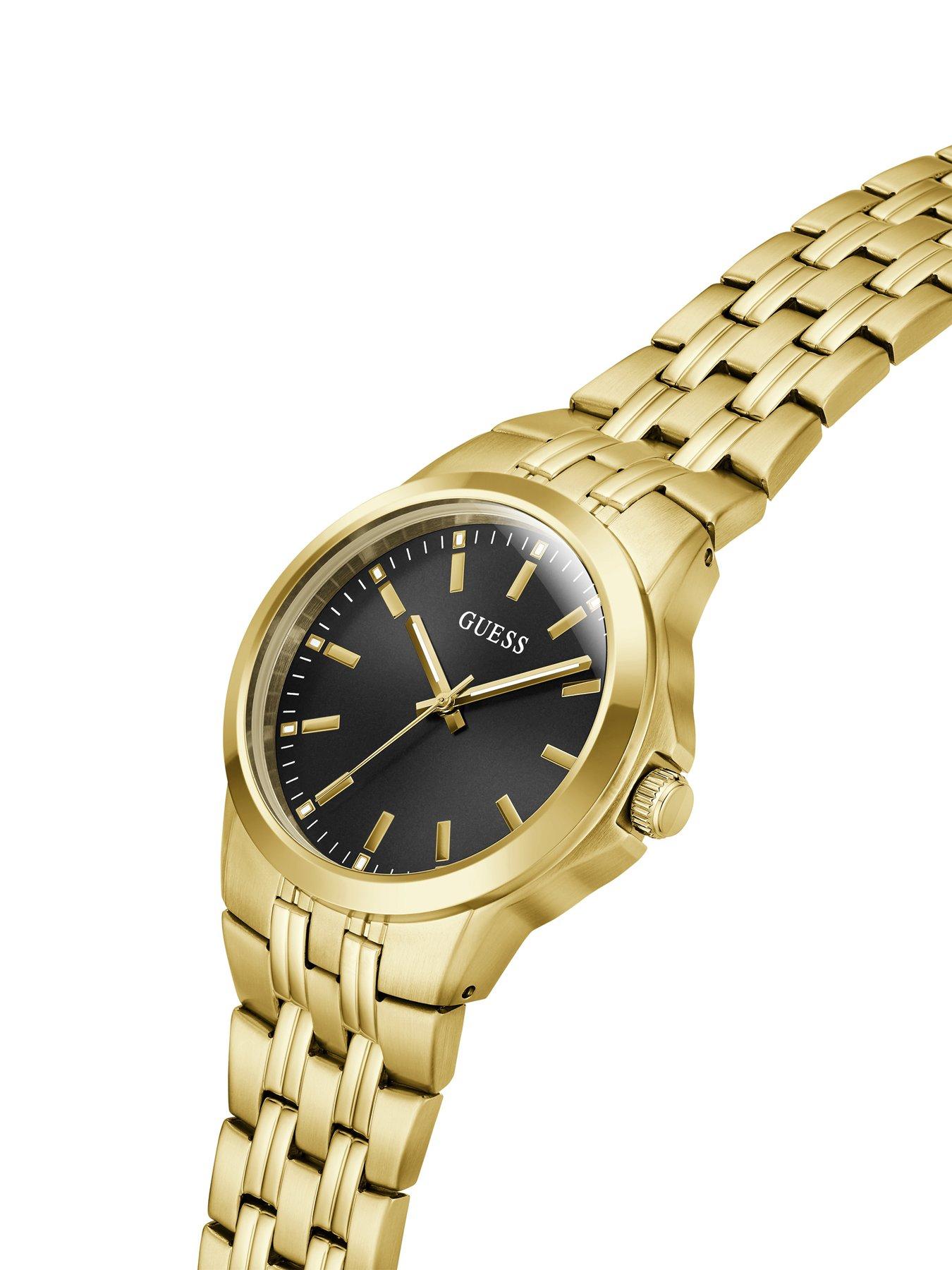 Image 5 of 6 of Guess GUESS Gents Gold tone stone set watch with black dial and gold tone bracelet