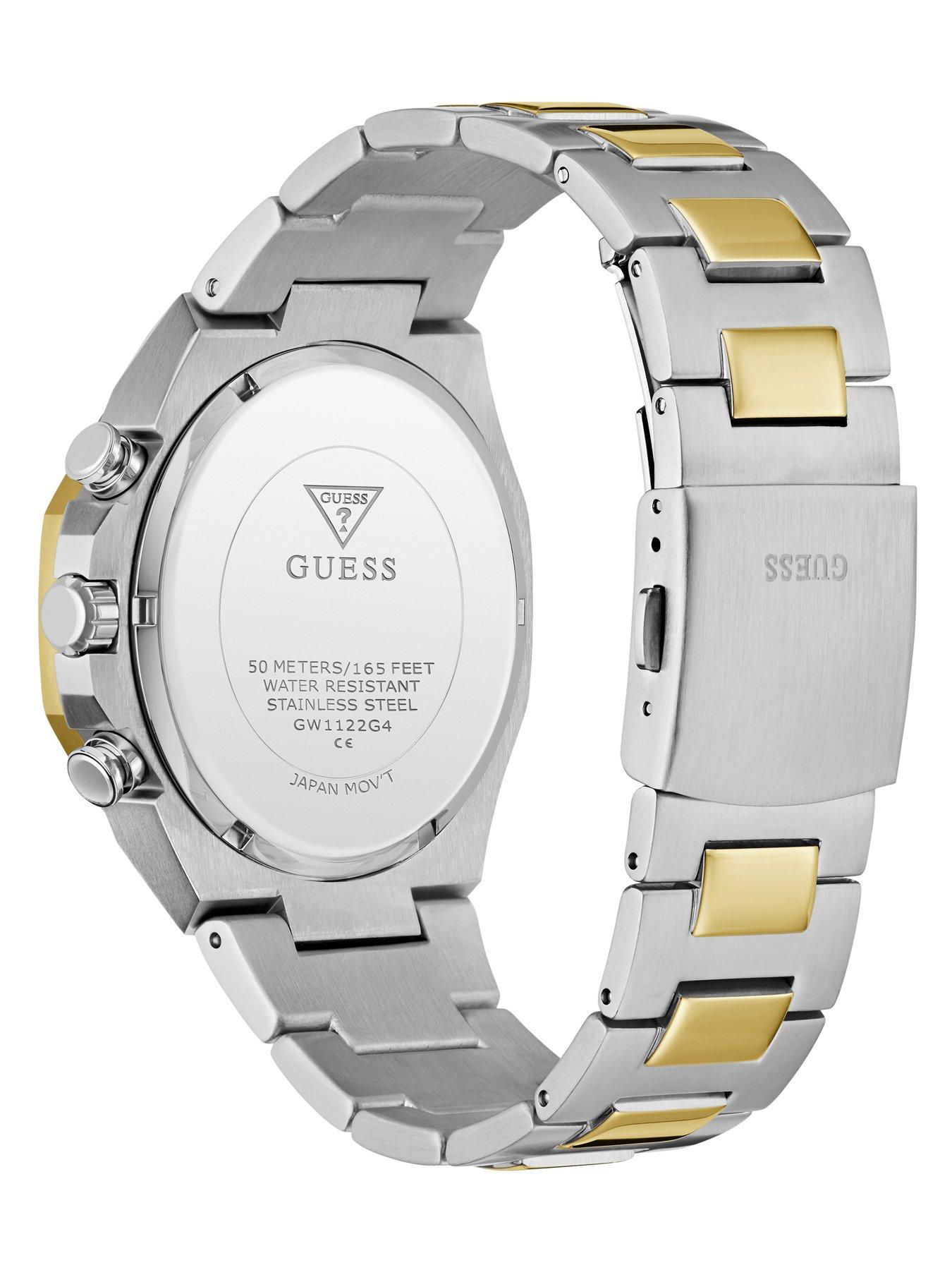 Image 4 of 6 of Guess GUESS Gents two tone watch with green dial and two tone bracelet