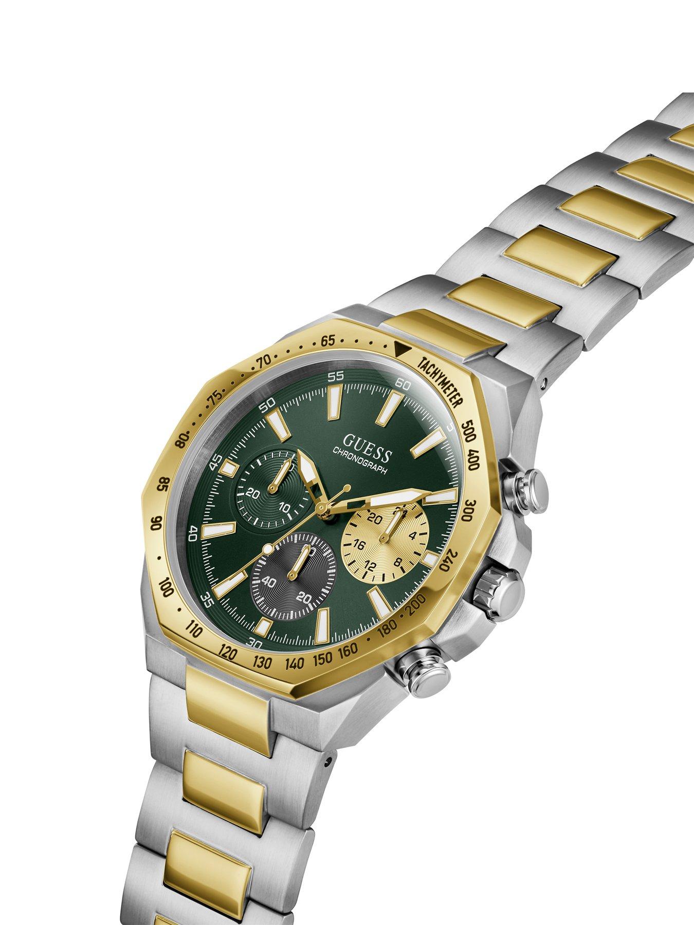 Image 5 of 6 of Guess GUESS Gents two tone watch with green dial and two tone bracelet