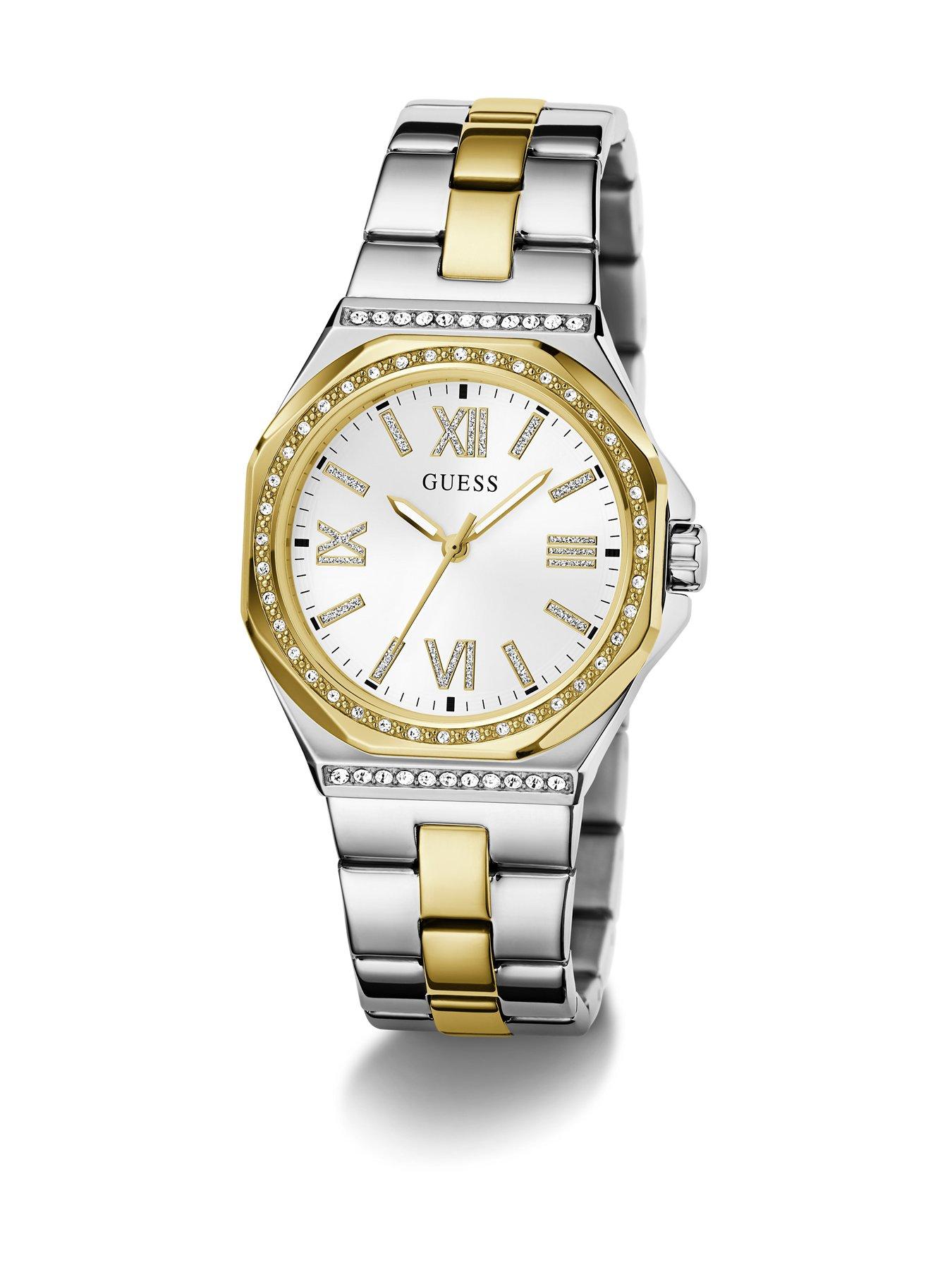 Image 6 of 6 of Guess GUESS Ladies stone set two tone watch with silver tone dial and two tone bracelet