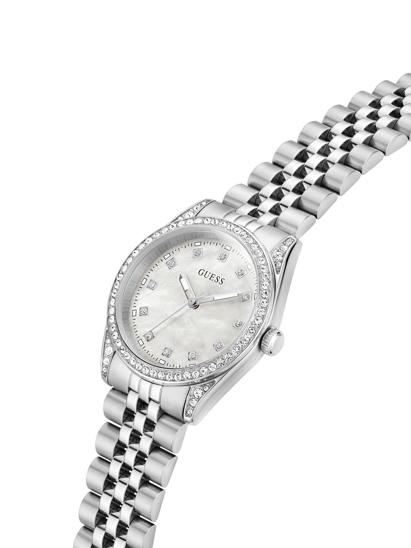 Image 4 of 5 of Guess GUESS Ladies stone set silver tone watch with MOP dial and silver tone bracelet