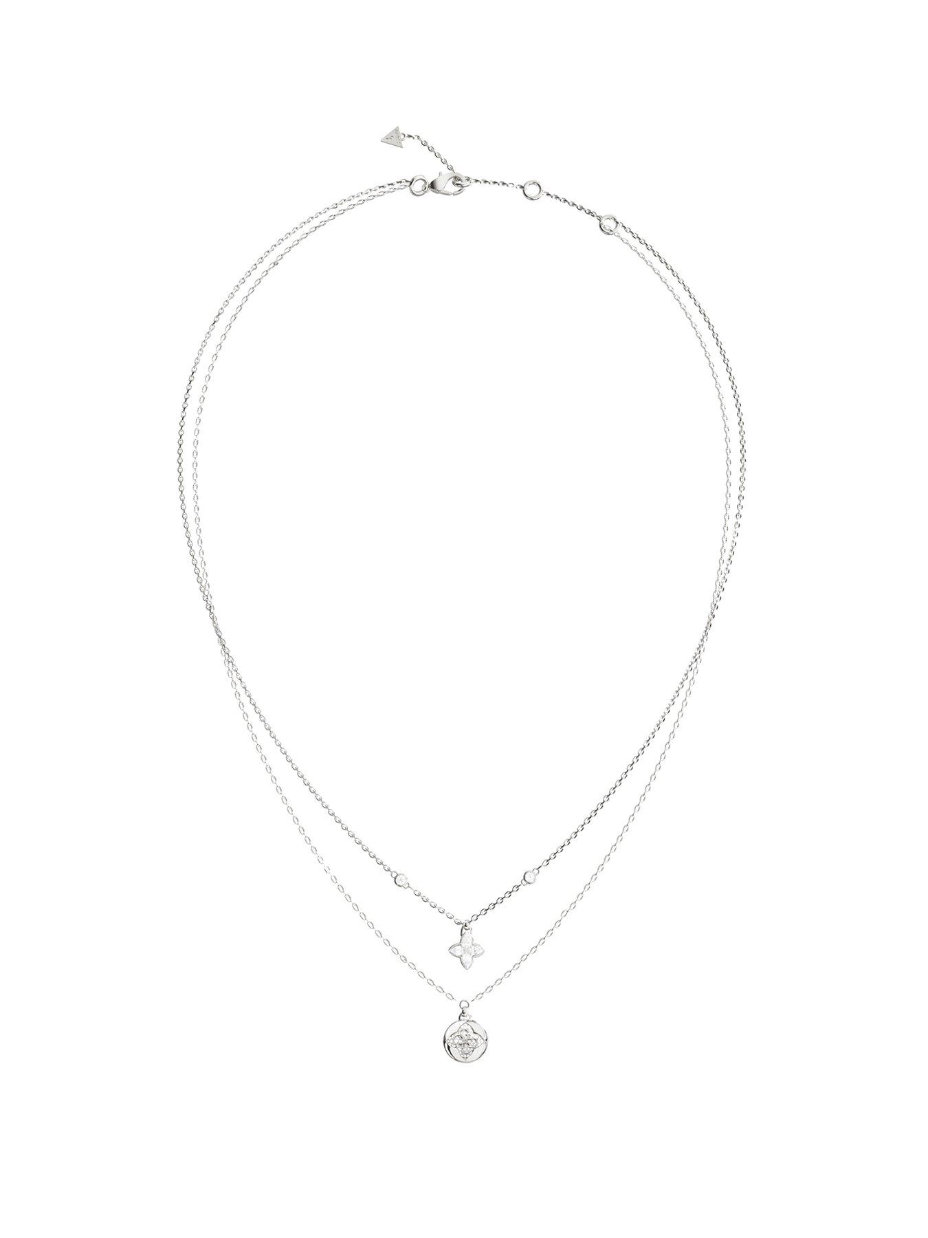 Image 1 of 1 of Guess GUESS Ladies silver tone necklace with stone set detail