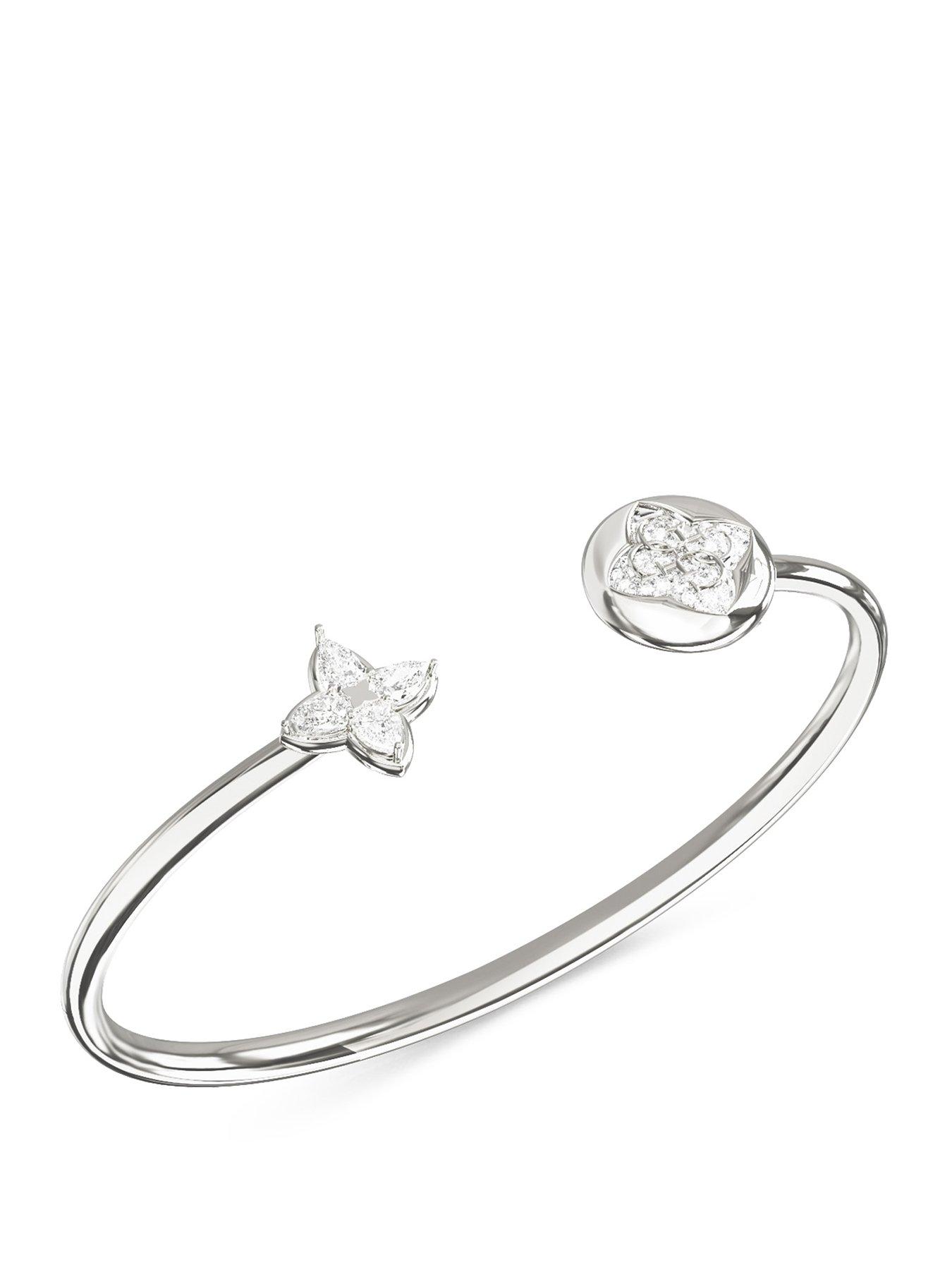 Image 1 of 1 of Guess GUESS Ladies silver tone bangle with stone set detail