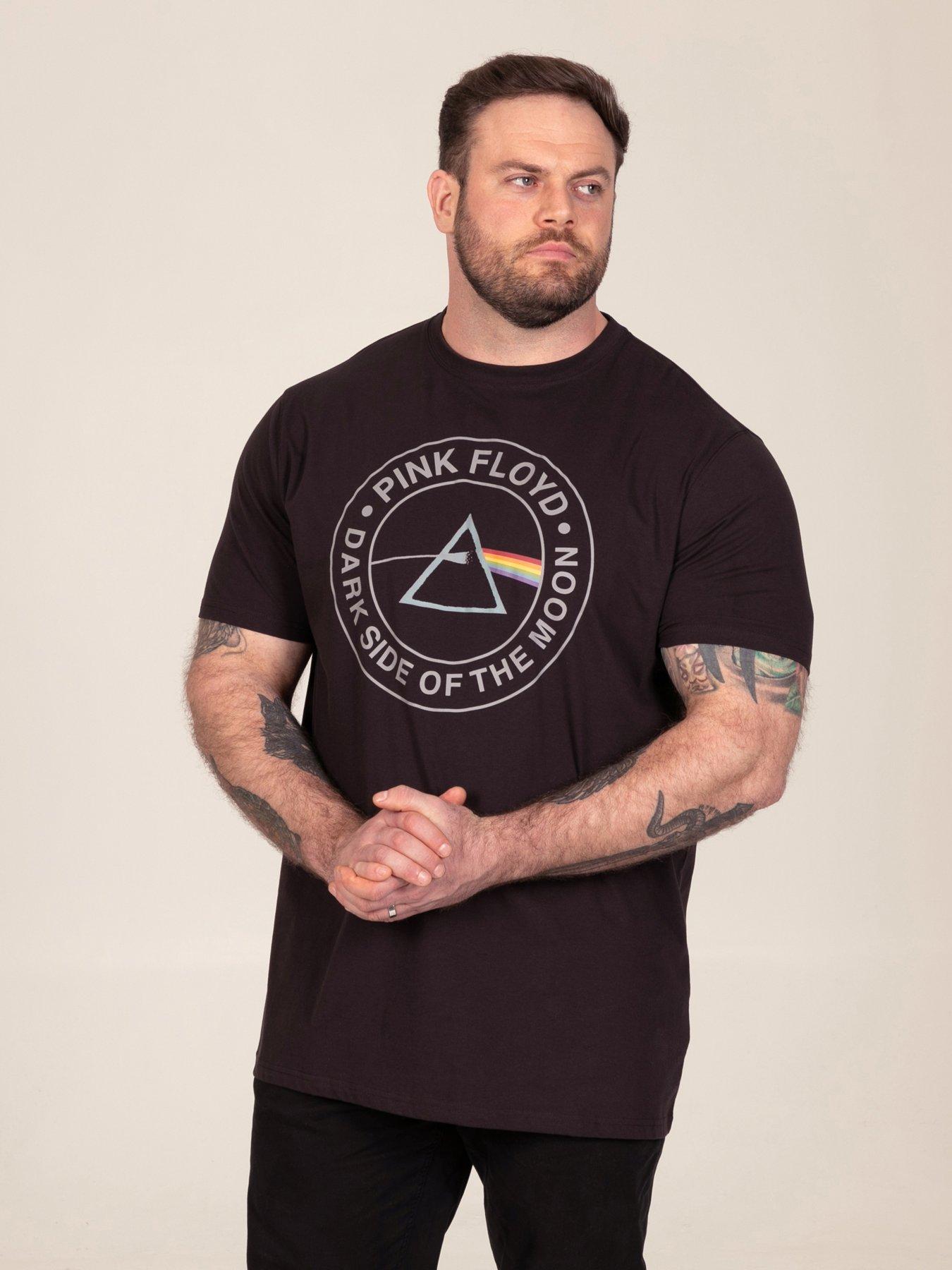 Image 1 of 7 of D555 Mens Pink Floyd Dark Side Of The Moon Graphic Crew Neck T-Shirt - Black