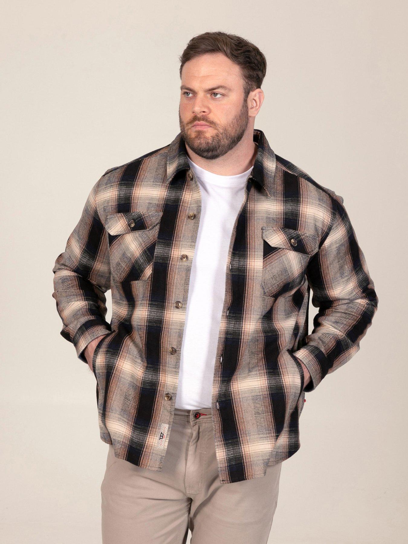 Image 1 of 7 of D555 Mens Tan Check Shacket Overshirt With Pockets - Brown