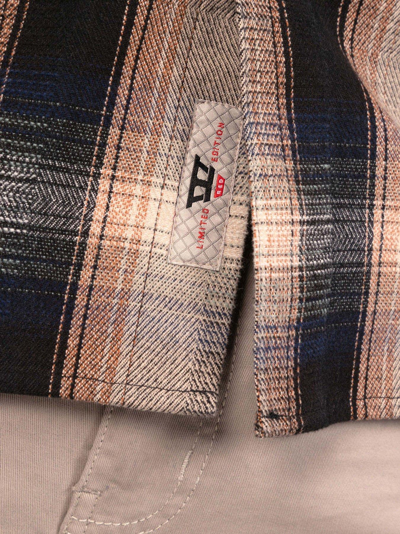 Image 5 of 7 of D555 Mens Tan Check Shacket Overshirt With Pockets - Brown