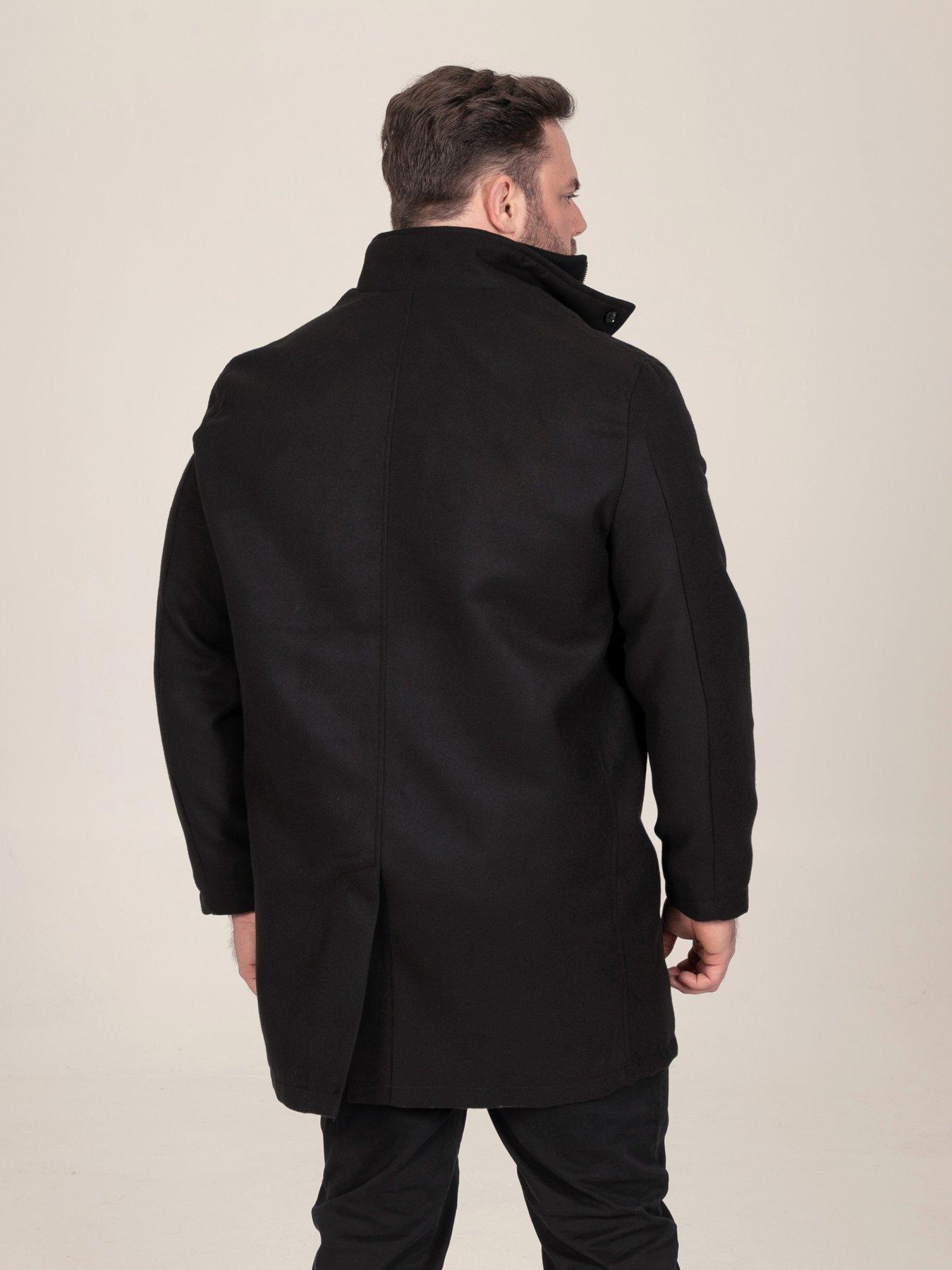 Image 2 of 7 of D555 Mens D555 Melton Quilted Centre Panel Overcoat Jacket - Black