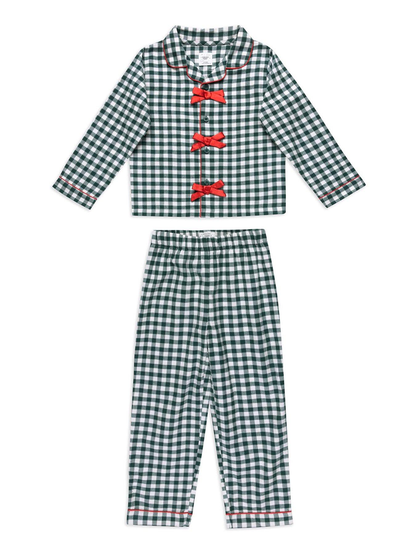 Image 2 of 7 of CHELSEA PEERS Chelsea Peers Kids Organic Cotton Gingham Long Pyjama Set - Green