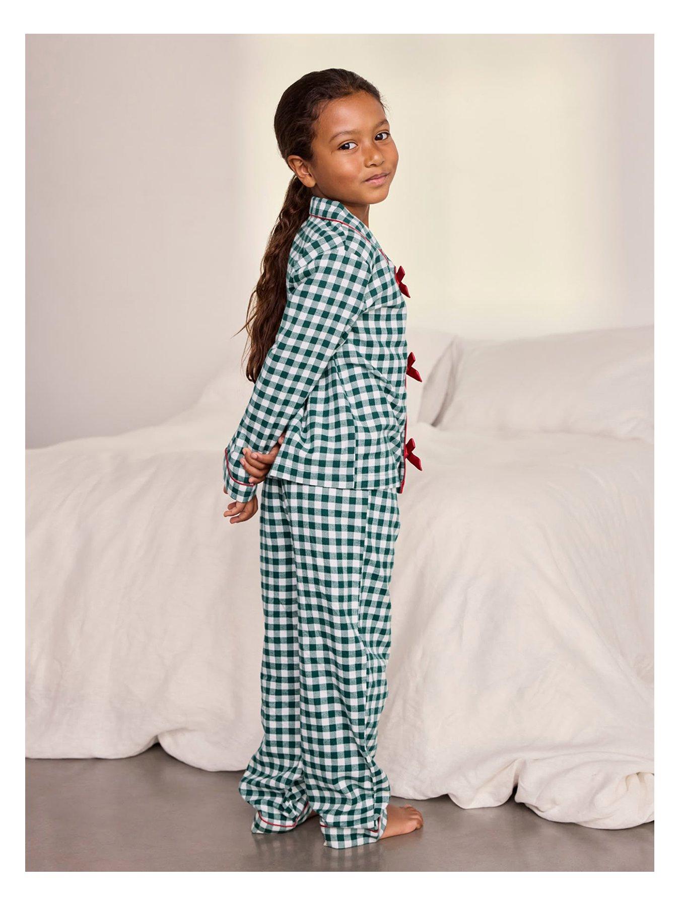 Image 3 of 7 of CHELSEA PEERS Chelsea Peers Kids Organic Cotton Gingham Long Pyjama Set - Green
