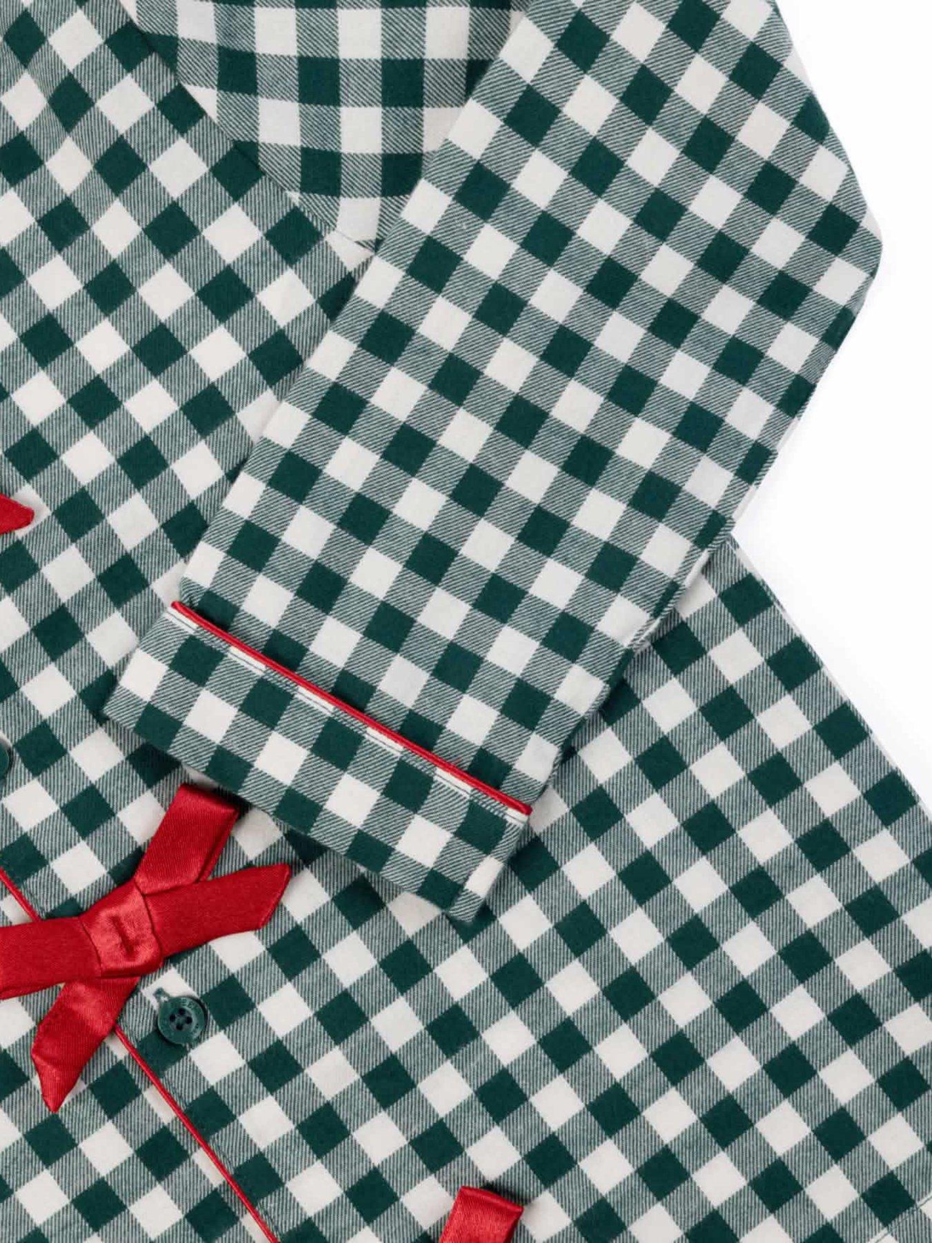 Image 4 of 7 of CHELSEA PEERS Chelsea Peers Kids Organic Cotton Gingham Long Pyjama Set - Green
