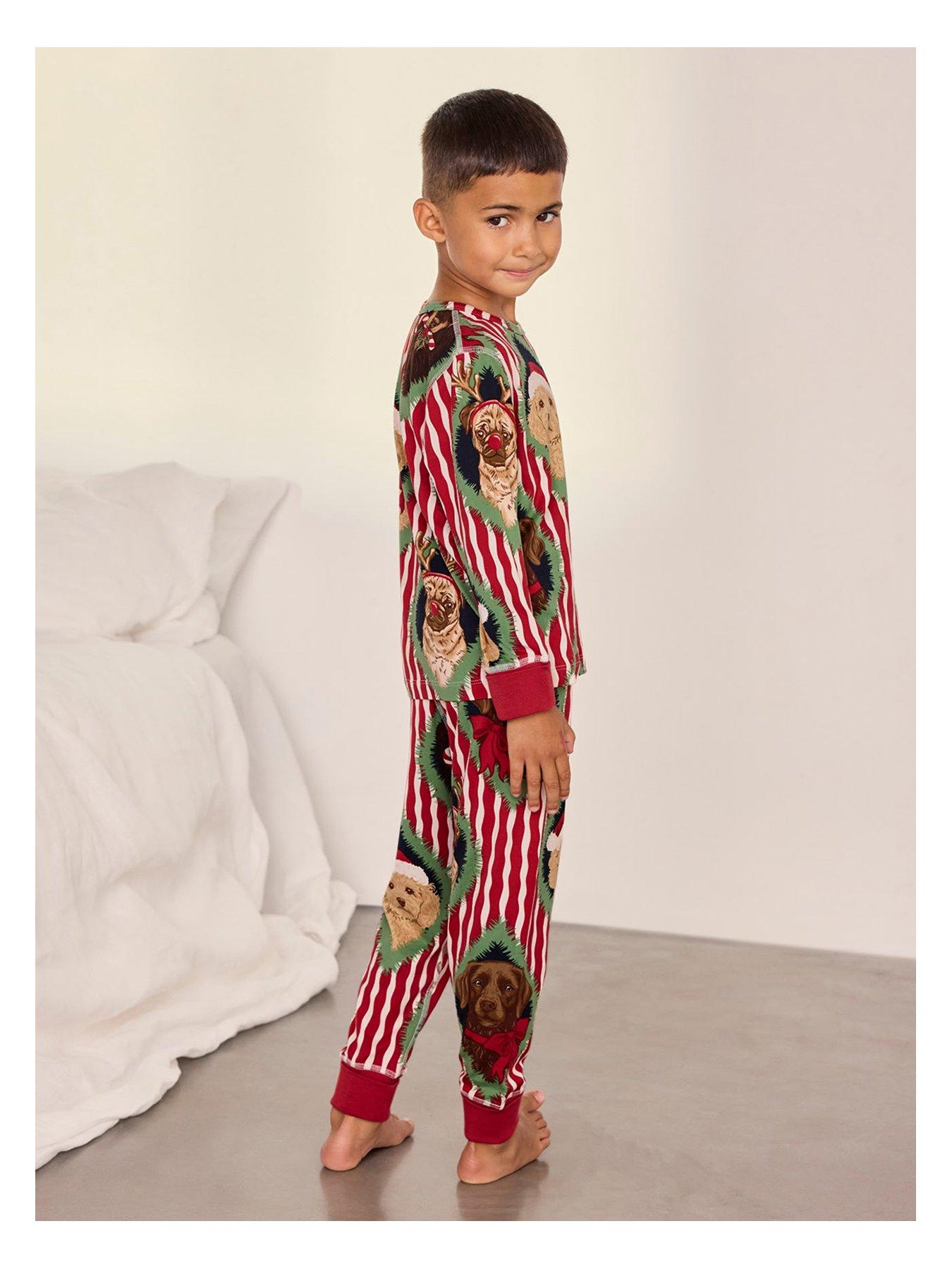 Image 3 of 7 of CHELSEA PEERS Chelsea Peers Kids Christmas Chip &amp; Friends Stripe Print Long Pyjama Set - Red
